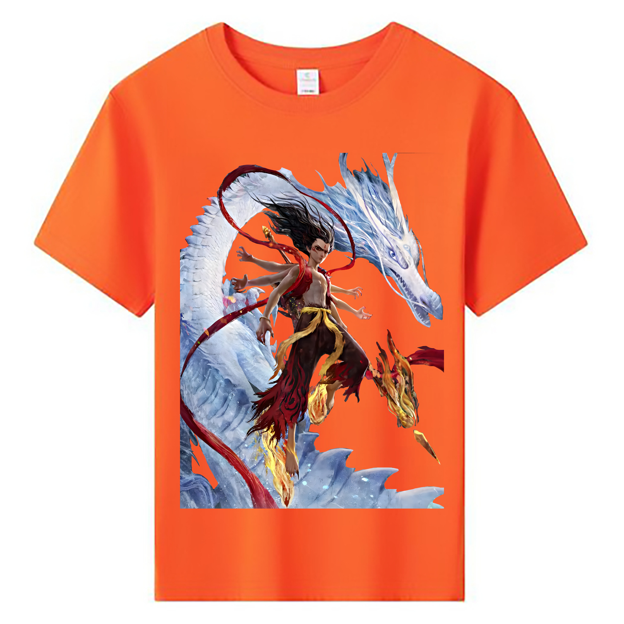 （画像用） Ne Zha 2 ナタ 魔童の大暴れ 綿100％キッズTシャツ（フロントプリント）