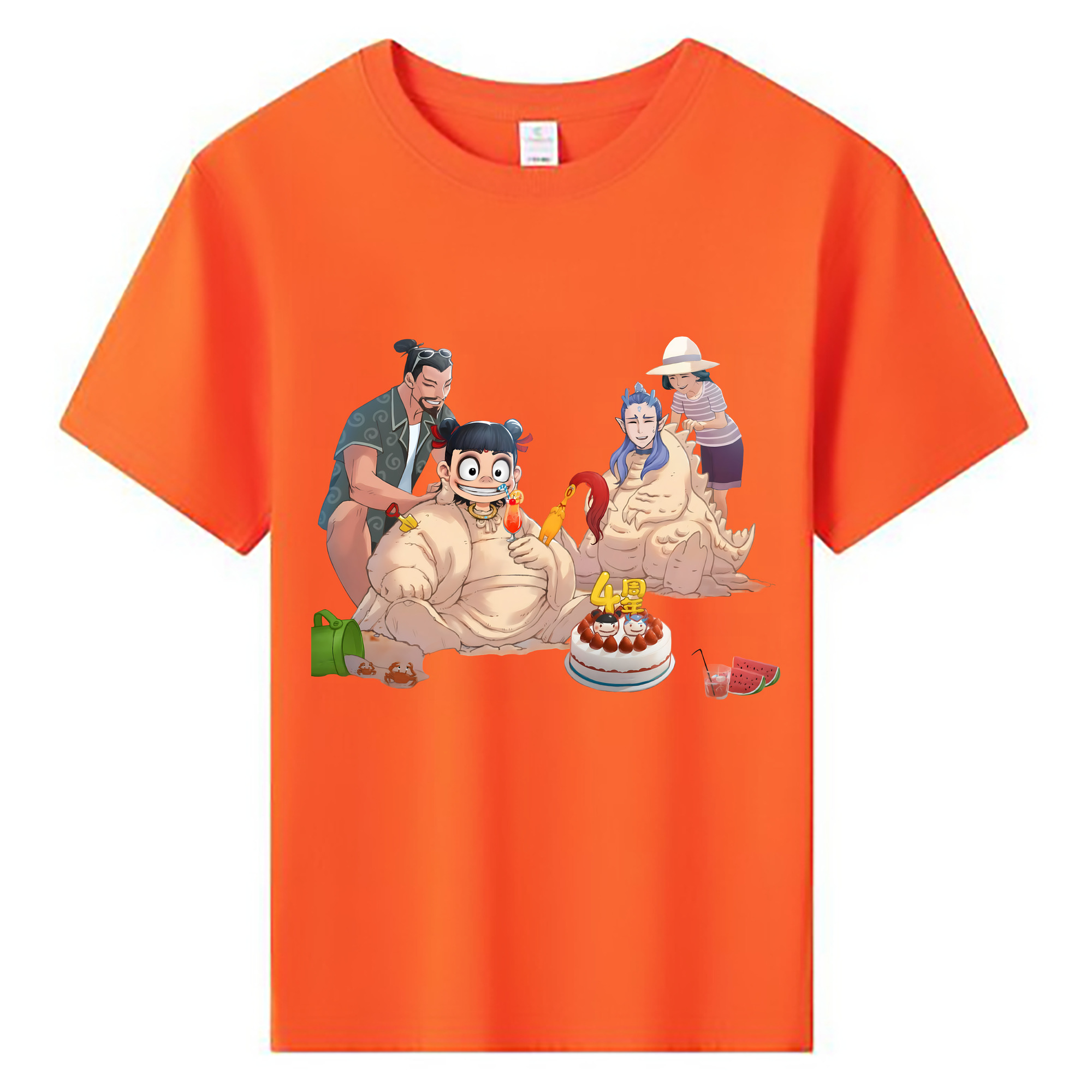 （画像用） Ne Zha 2 ナタ 魔童の大暴れ 綿100％キッズTシャツ（フロントプリント）