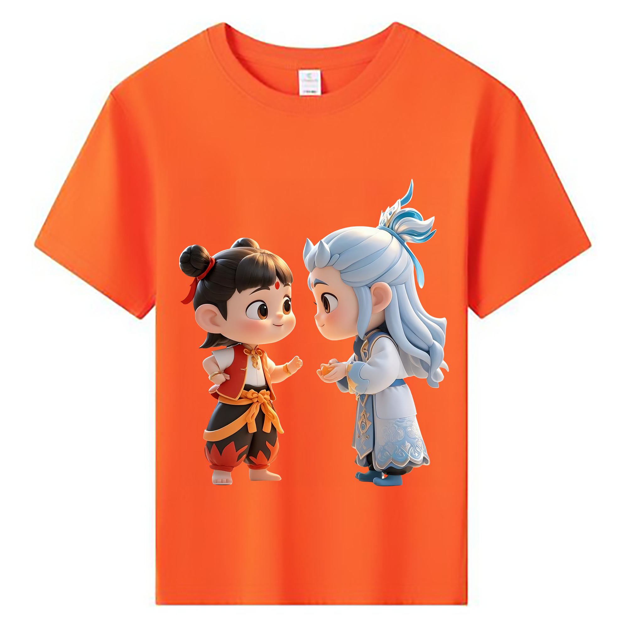 （画像用） Ne Zha 2 ナタ 魔童の大暴れ 綿100％キッズTシャツ（フロントプリント）