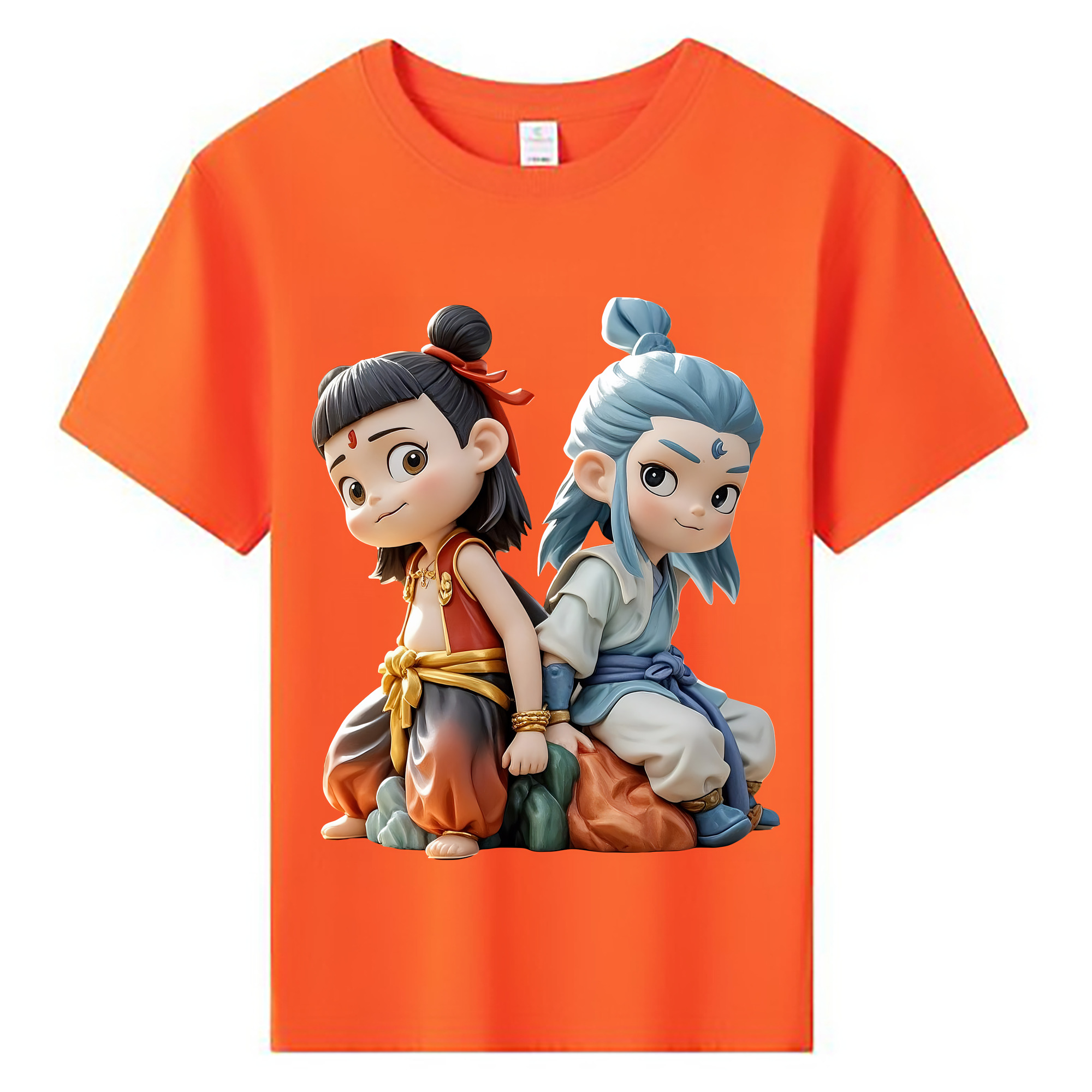 （画像用） Ne Zha 2 ナタ 魔童の大暴れ 綿100％キッズTシャツ（フロントプリント）