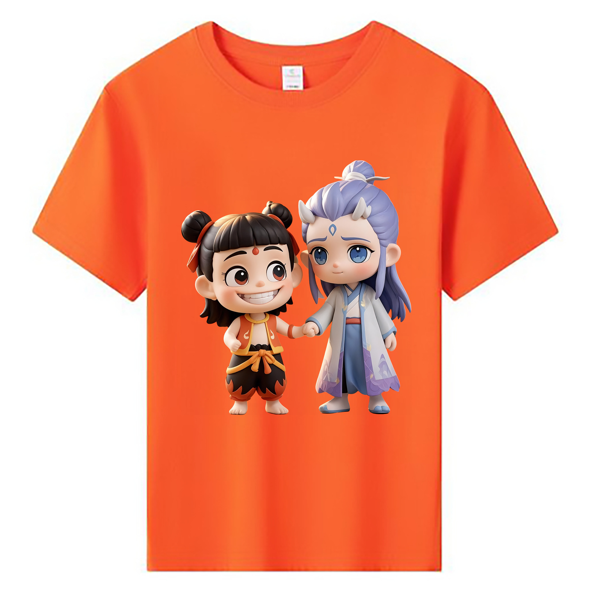 （画像用） Ne Zha 2 ナタ 魔童の大暴れ 綿100％キッズTシャツ（フロントプリント）