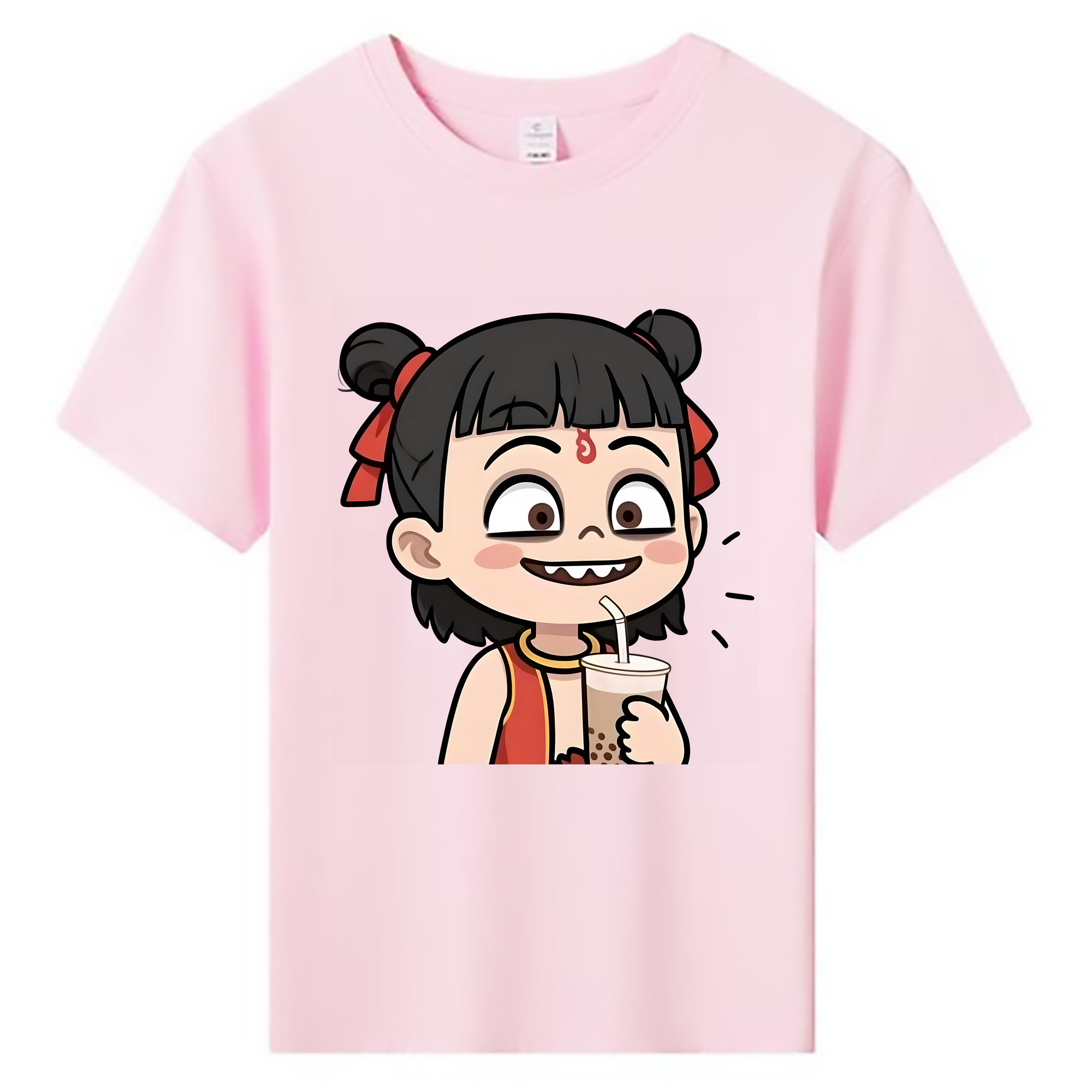 （画像用） Ne Zha 2 ナタ 魔童の大暴れ 綿100％キッズTシャツ（フロントプリント）