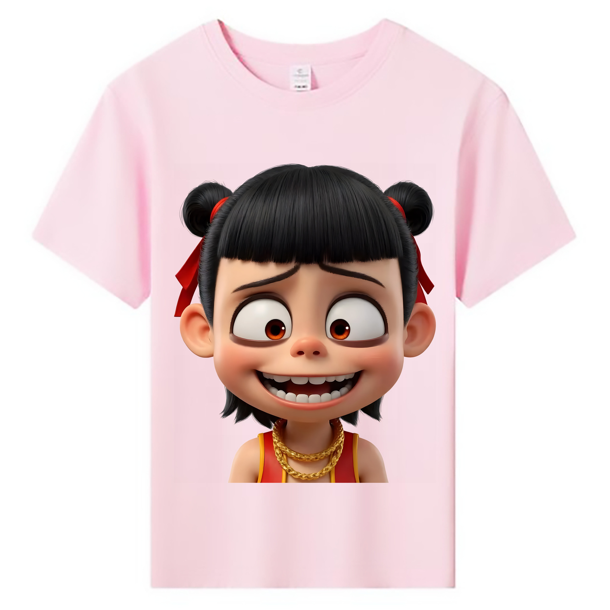 （画像用） Ne Zha 2 ナタ 魔童の大暴れ 綿100％キッズTシャツ（フロントプリント）