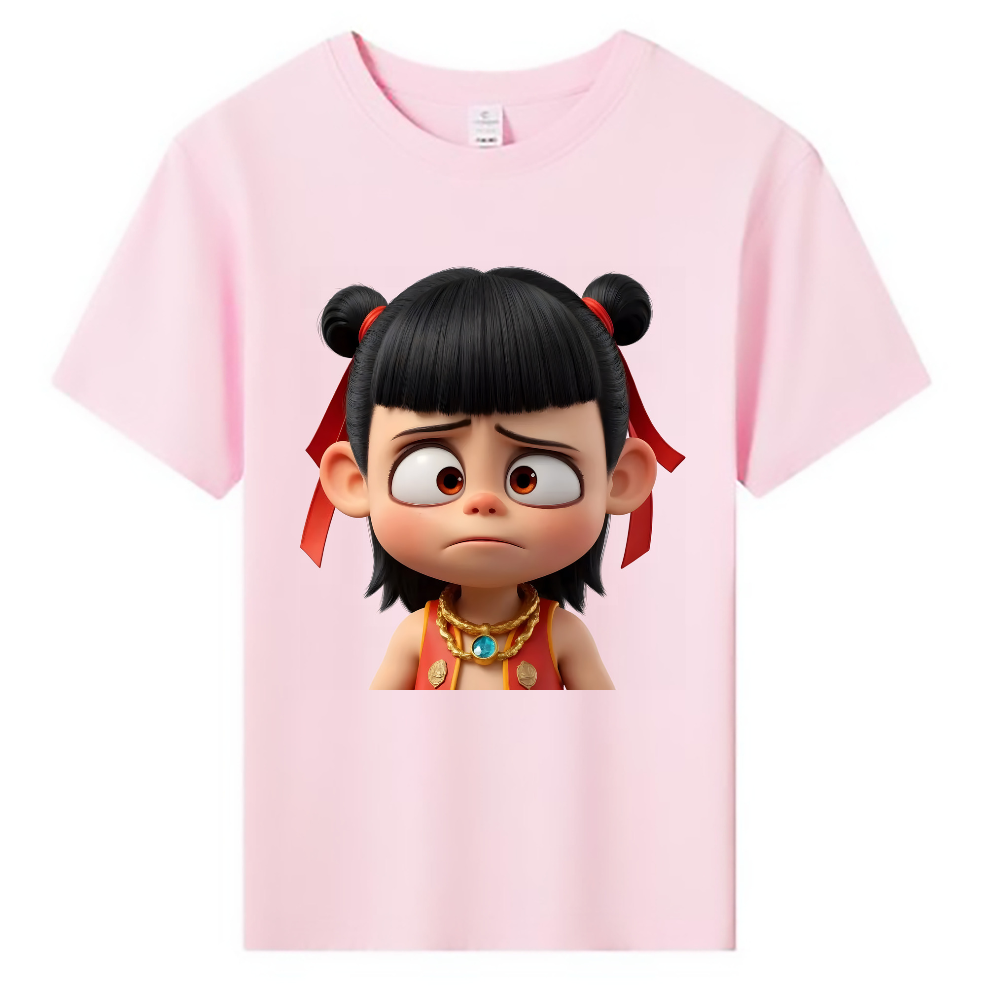 （画像用） Ne Zha 2 ナタ 魔童の大暴れ 綿100％キッズTシャツ（フロントプリント）