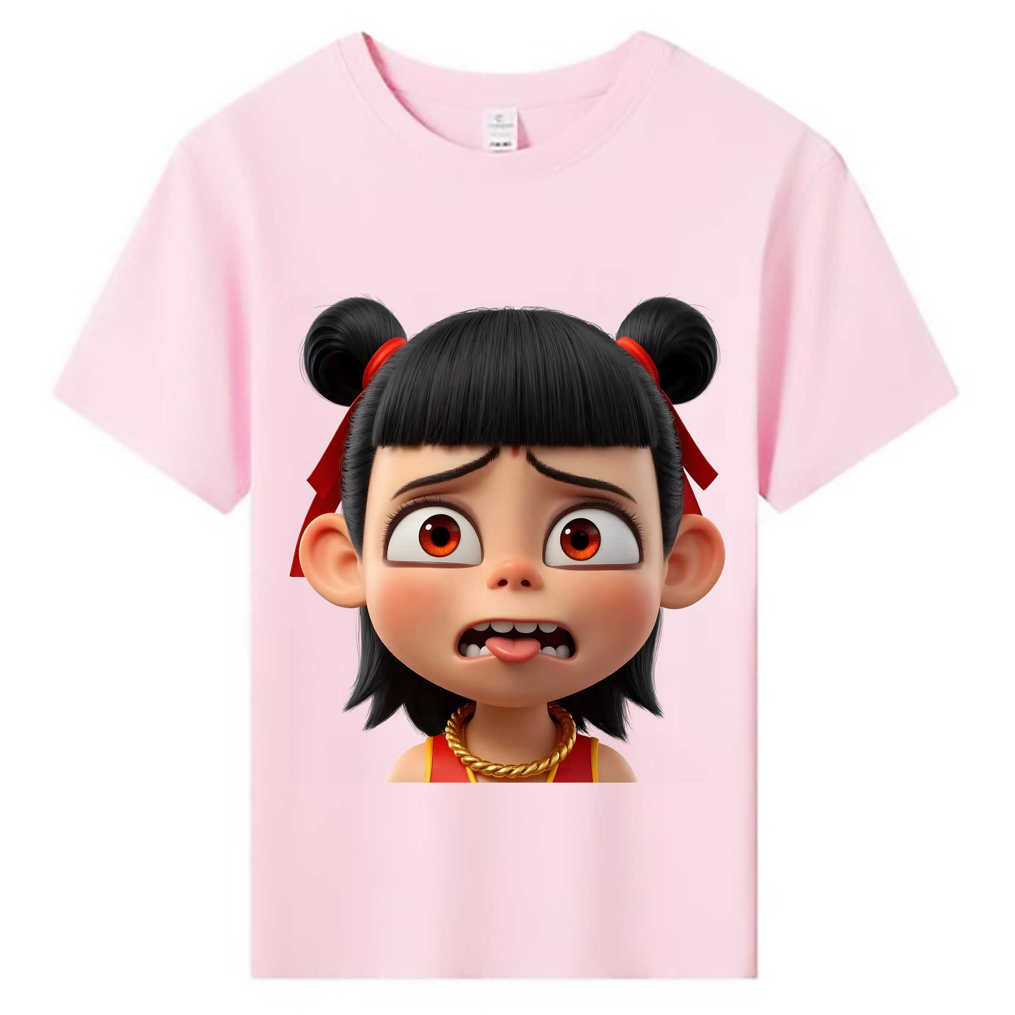 （画像用） Ne Zha 2 ナタ 魔童の大暴れ 綿100％キッズTシャツ（フロントプリント）