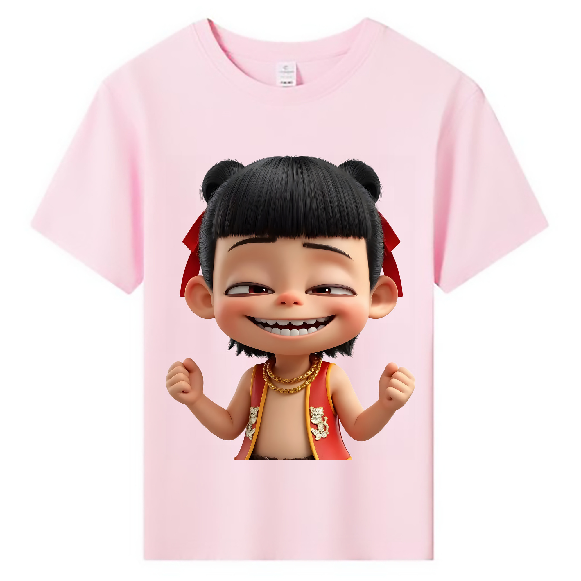 （画像用） Ne Zha 2 ナタ 魔童の大暴れ 綿100％キッズTシャツ（フロントプリント）