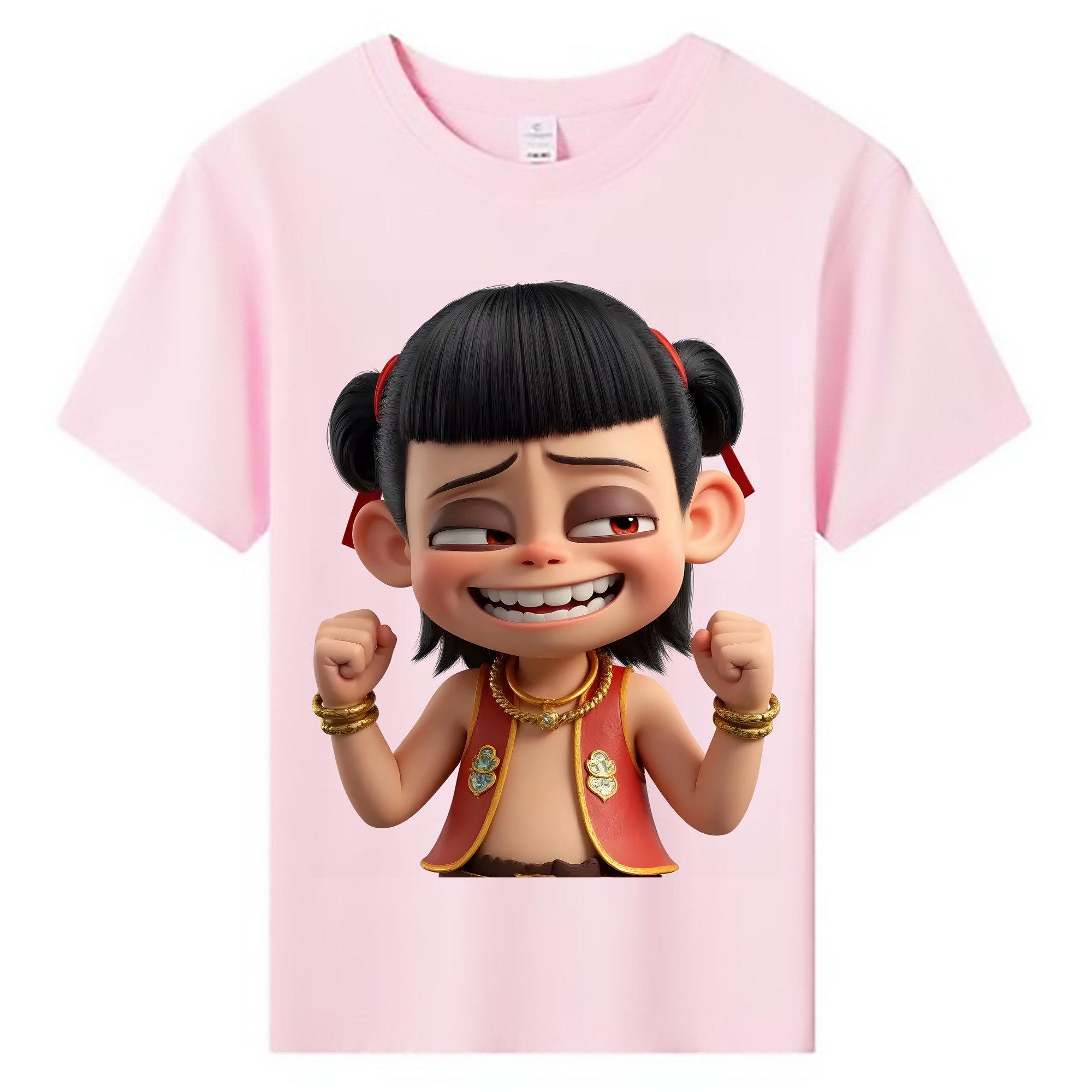（画像用） Ne Zha 2 ナタ 魔童の大暴れ 綿100％キッズTシャツ（フロントプリント）