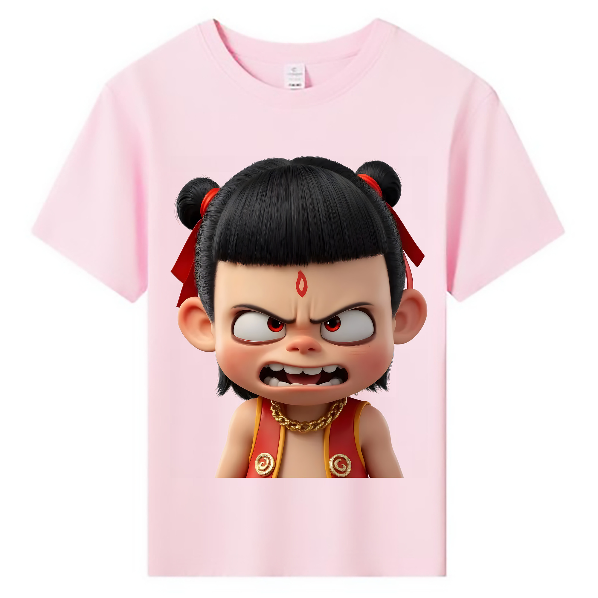 （画像用） Ne Zha 2 ナタ 魔童の大暴れ 綿100％キッズTシャツ（フロントプリント）