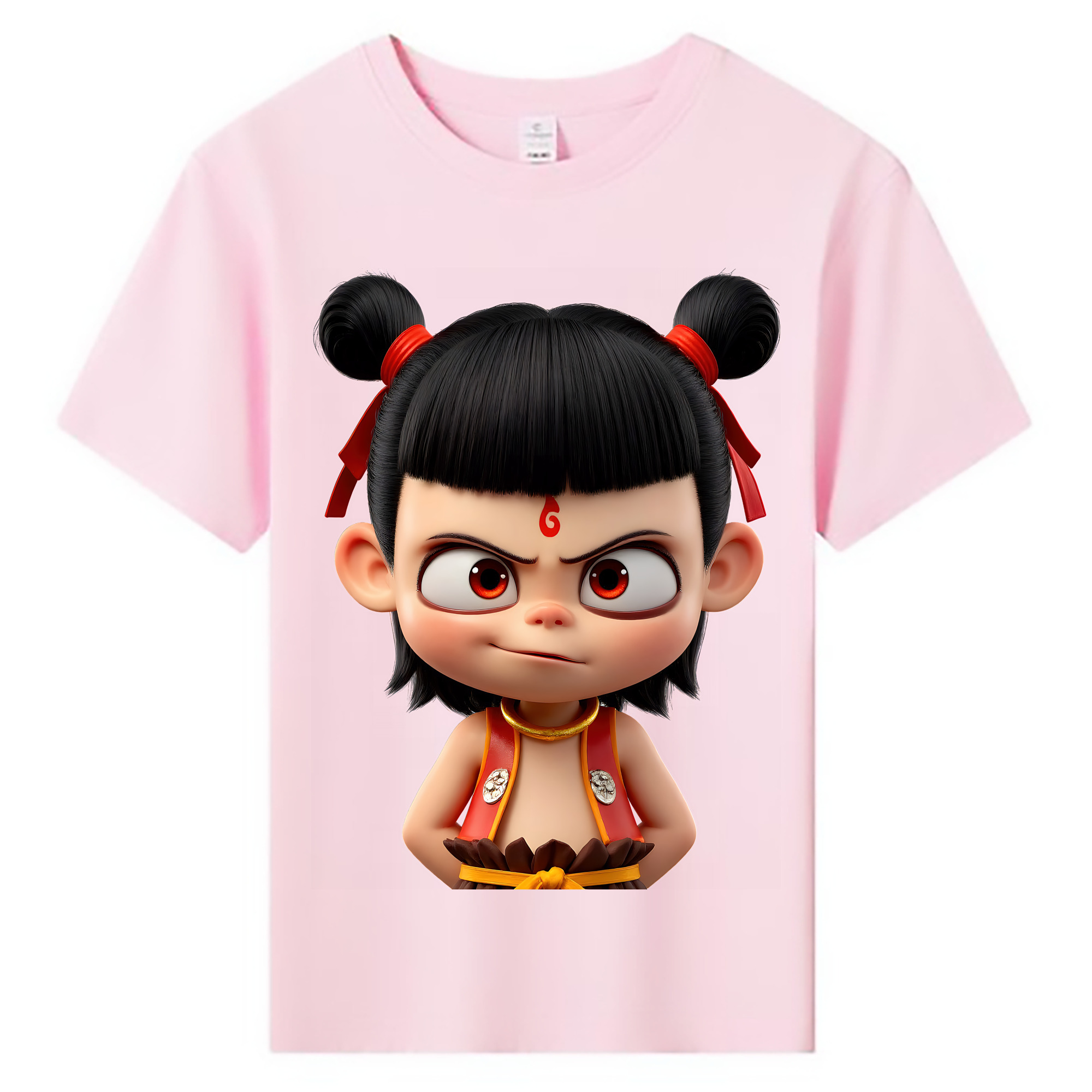 （画像用） Ne Zha 2 ナタ 魔童の大暴れ 綿100％キッズTシャツ（フロントプリント）