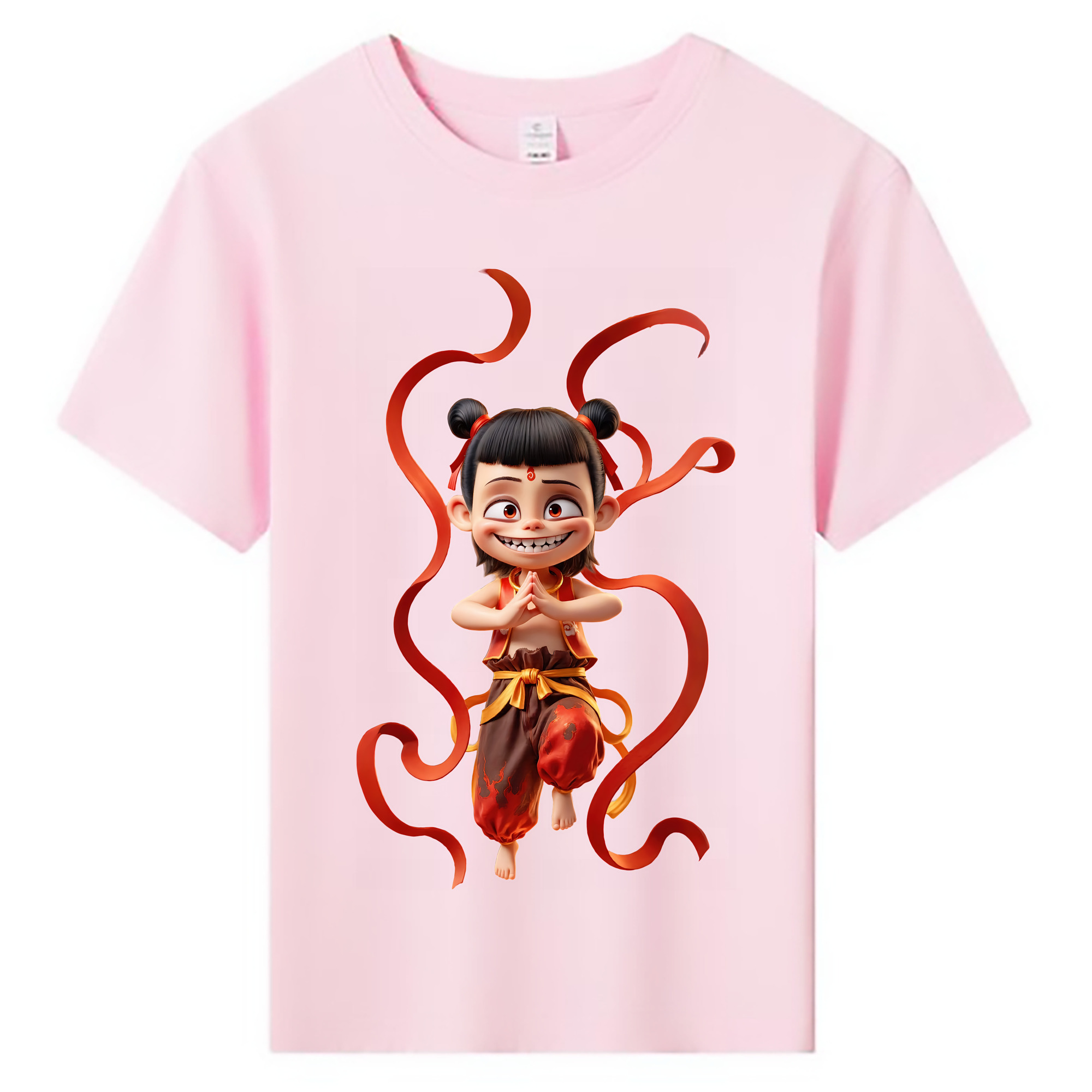 （画像用） Ne Zha 2 ナタ 魔童の大暴れ 綿100％キッズTシャツ（フロントプリント）