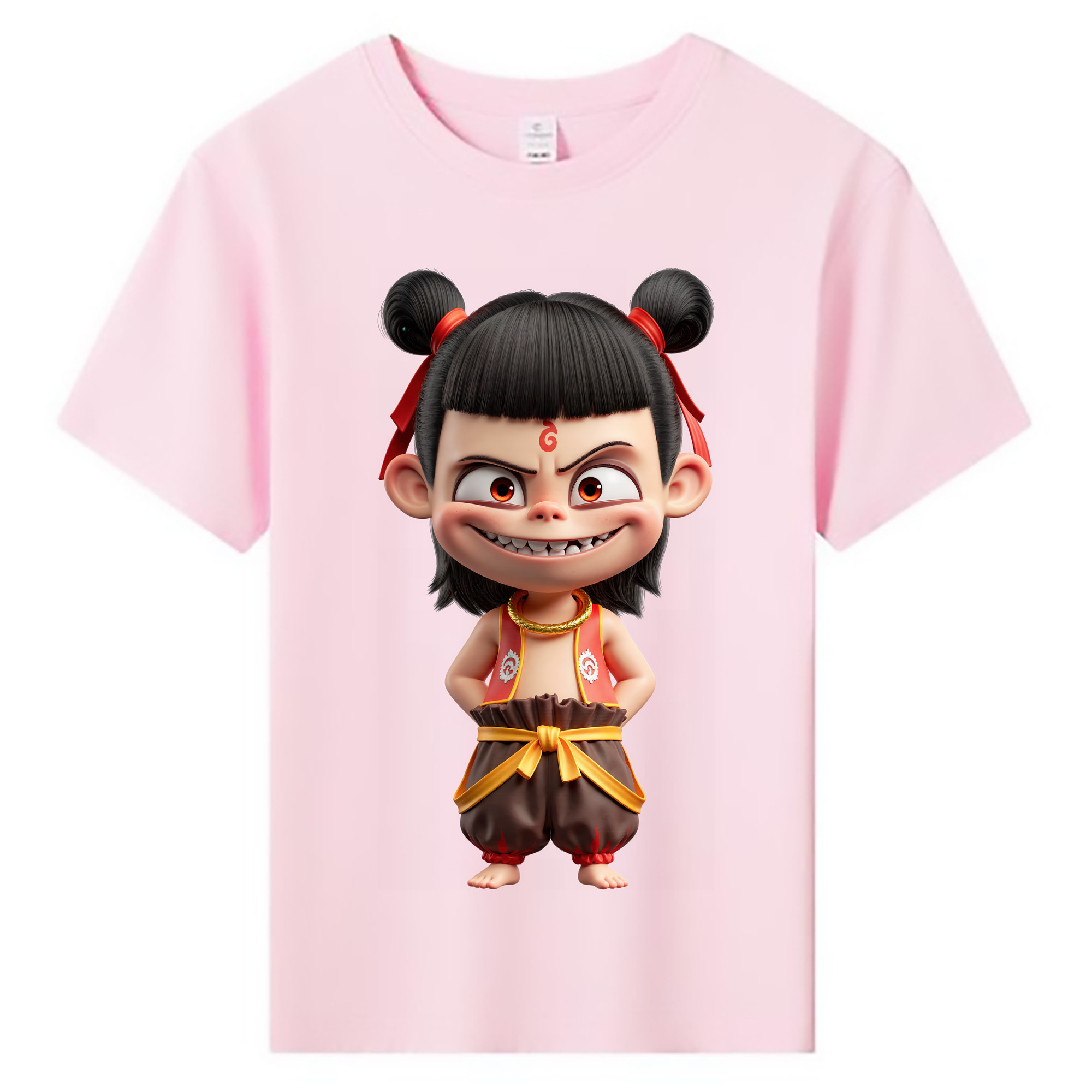 （画像用） Ne Zha 2 ナタ 魔童の大暴れ 綿100％キッズTシャツ（フロントプリント）
