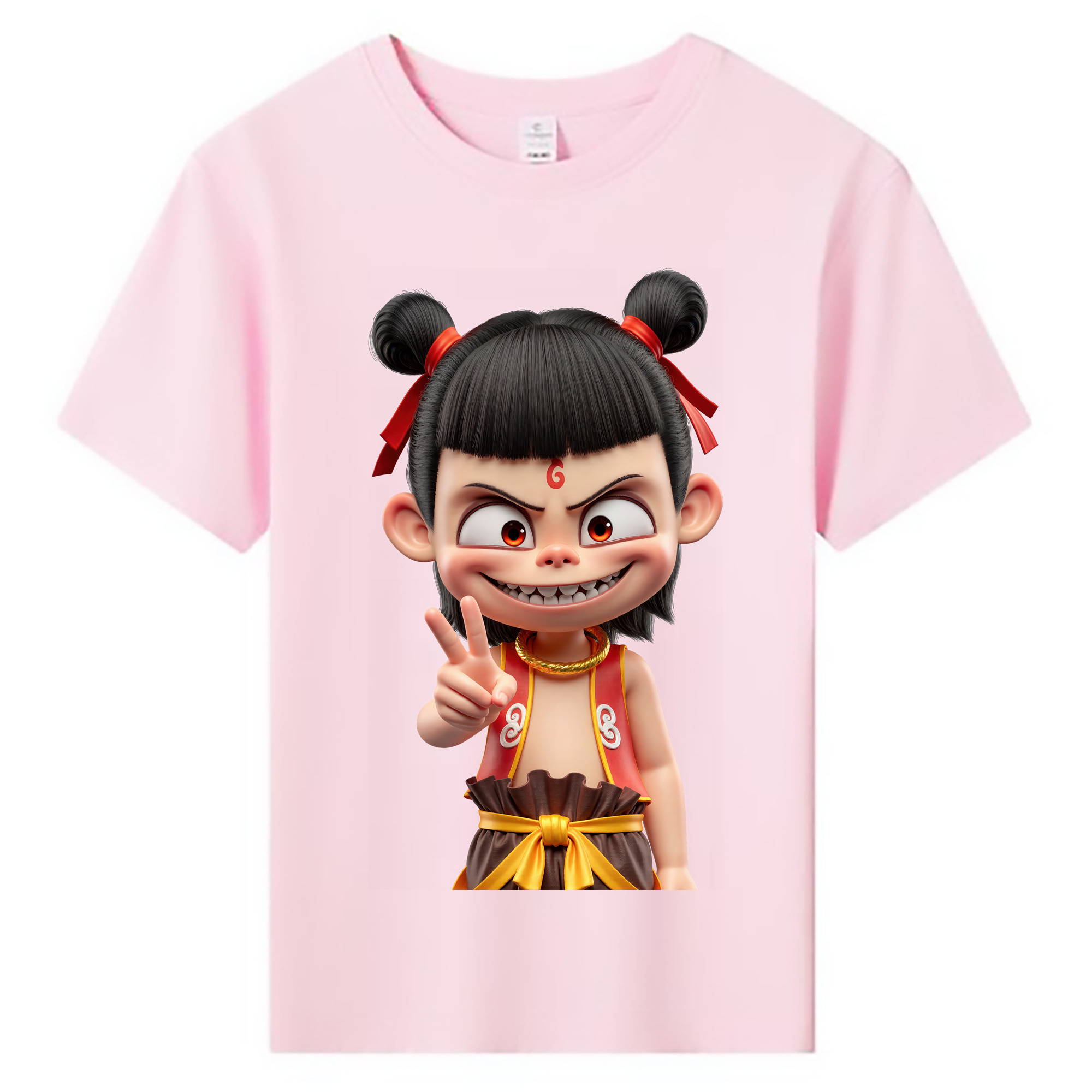（画像用） Ne Zha 2 ナタ 魔童の大暴れ 綿100％キッズTシャツ（フロントプリント）