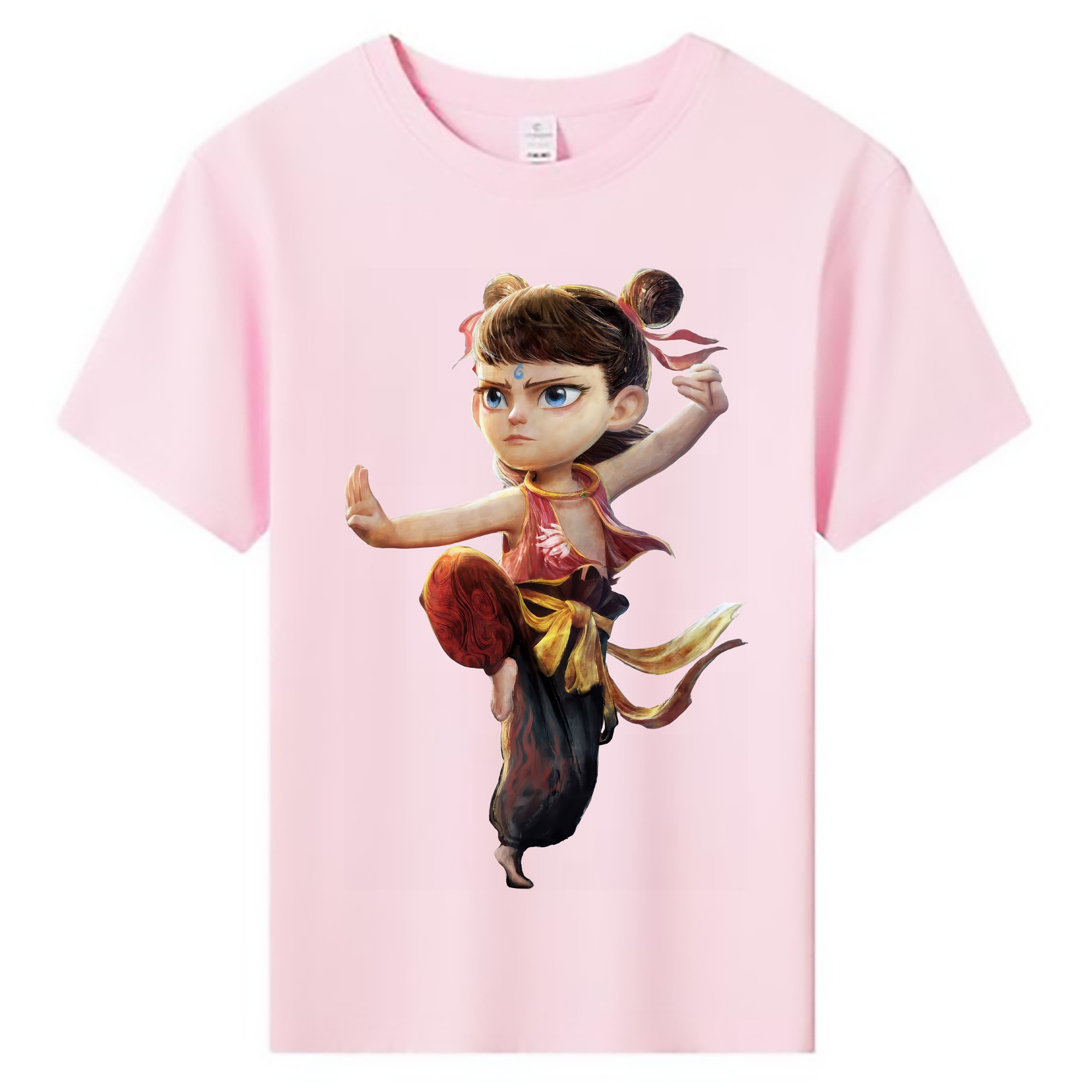 （画像用） Ne Zha 2 ナタ 魔童の大暴れ 綿100％キッズTシャツ（フロントプリント）