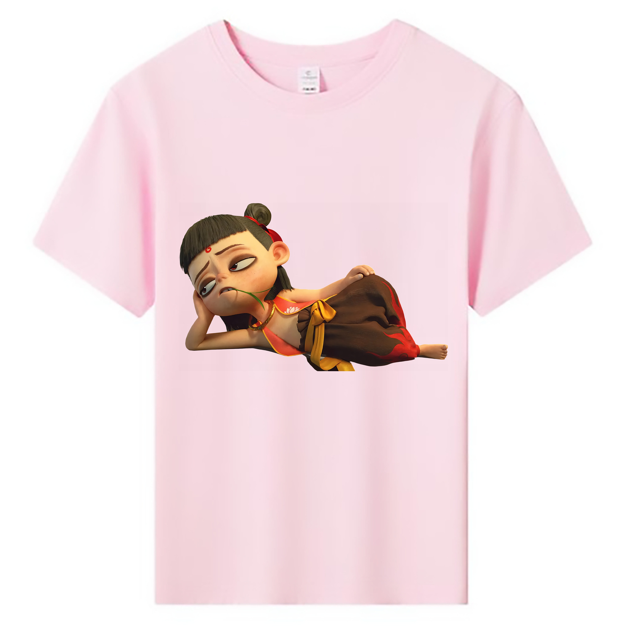 （画像用） Ne Zha 2 ナタ 魔童の大暴れ 綿100％キッズTシャツ（フロントプリント）