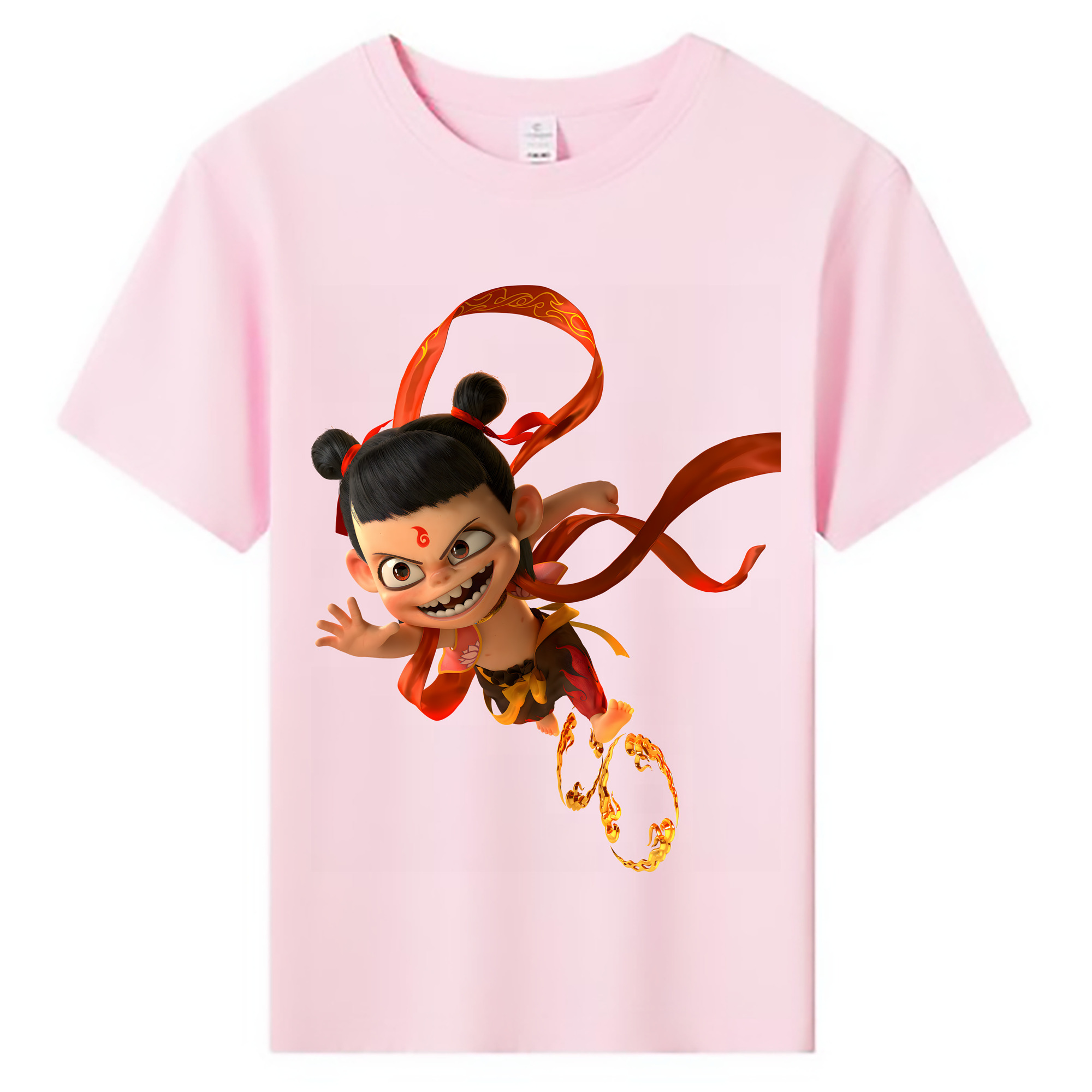 （画像用） Ne Zha 2 ナタ 魔童の大暴れ 綿100％キッズTシャツ（フロントプリント）