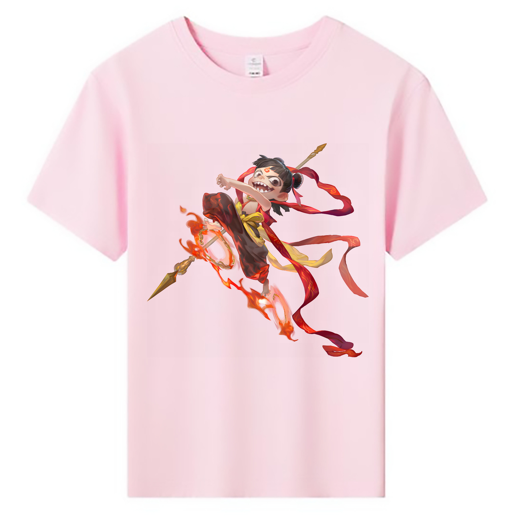 （画像用） Ne Zha 2 ナタ 魔童の大暴れ 綿100％キッズTシャツ（フロントプリント）