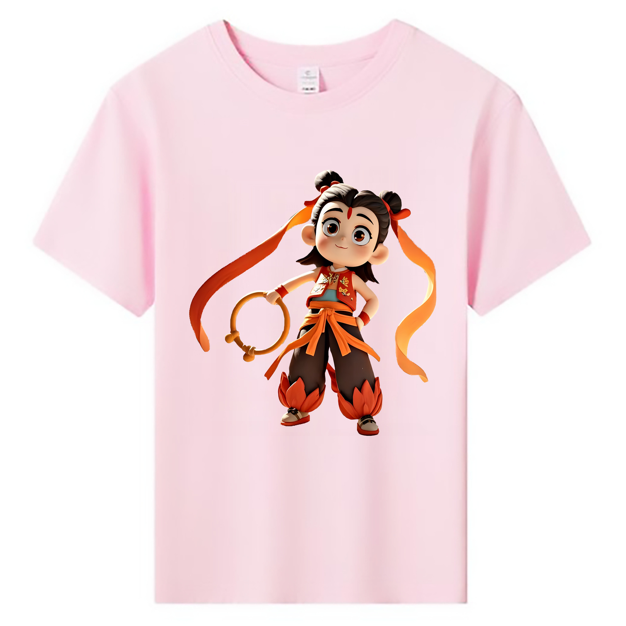 （画像用） Ne Zha 2 ナタ 魔童の大暴れ 綿100％キッズTシャツ（フロントプリント）