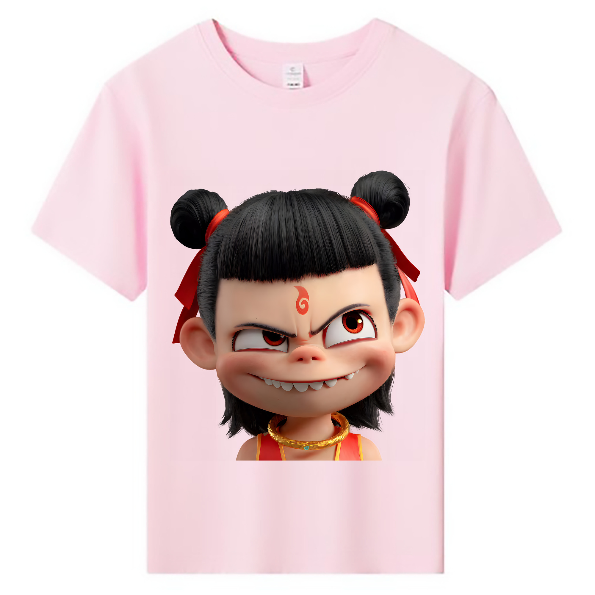 （画像用） Ne Zha 2 ナタ 魔童の大暴れ 綿100％キッズTシャツ（フロントプリント）
