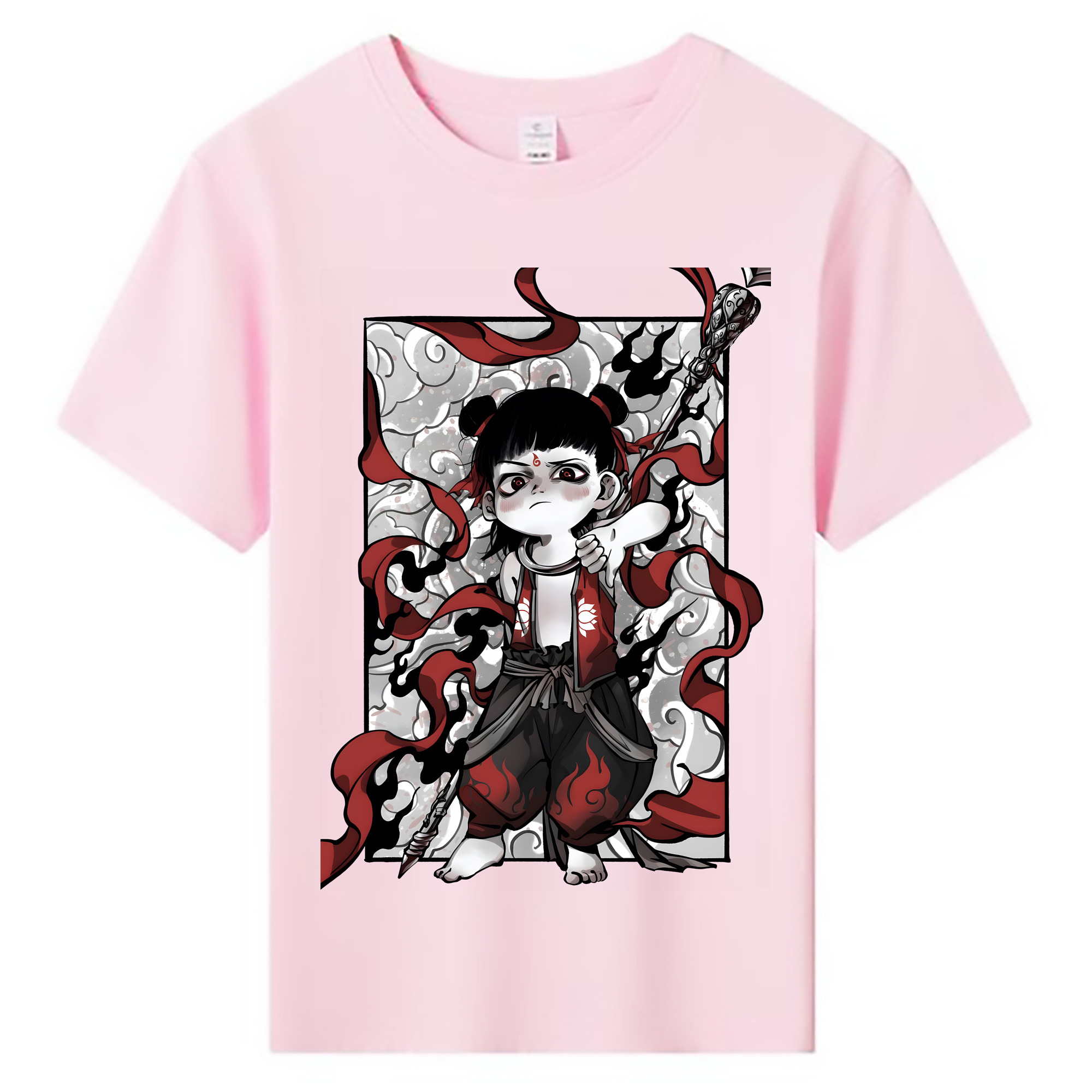 （画像用） Ne Zha 2 ナタ 魔童の大暴れ 綿100％キッズTシャツ（フロントプリント）