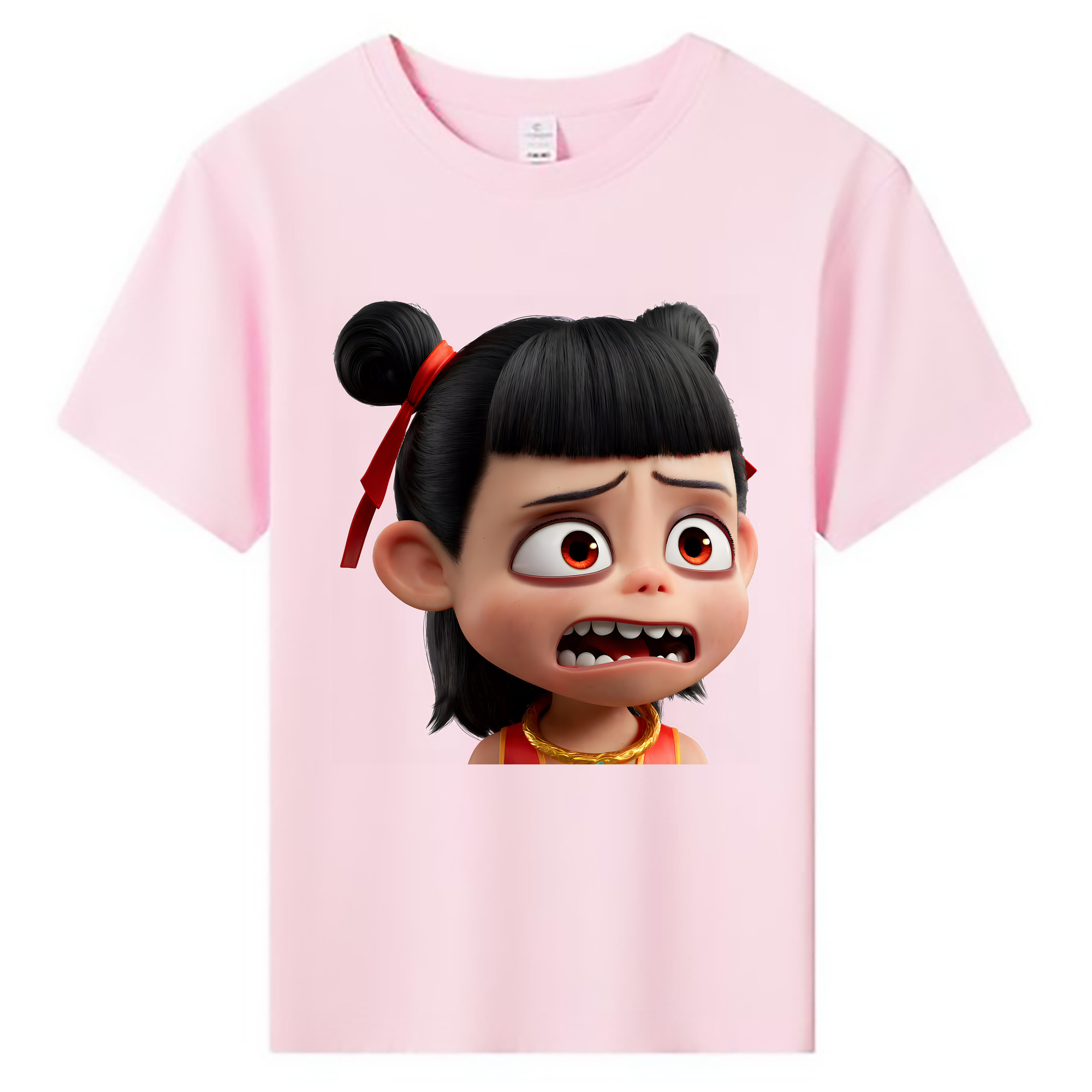 （画像用） Ne Zha 2 ナタ 魔童の大暴れ 綿100％キッズTシャツ（フロントプリント）