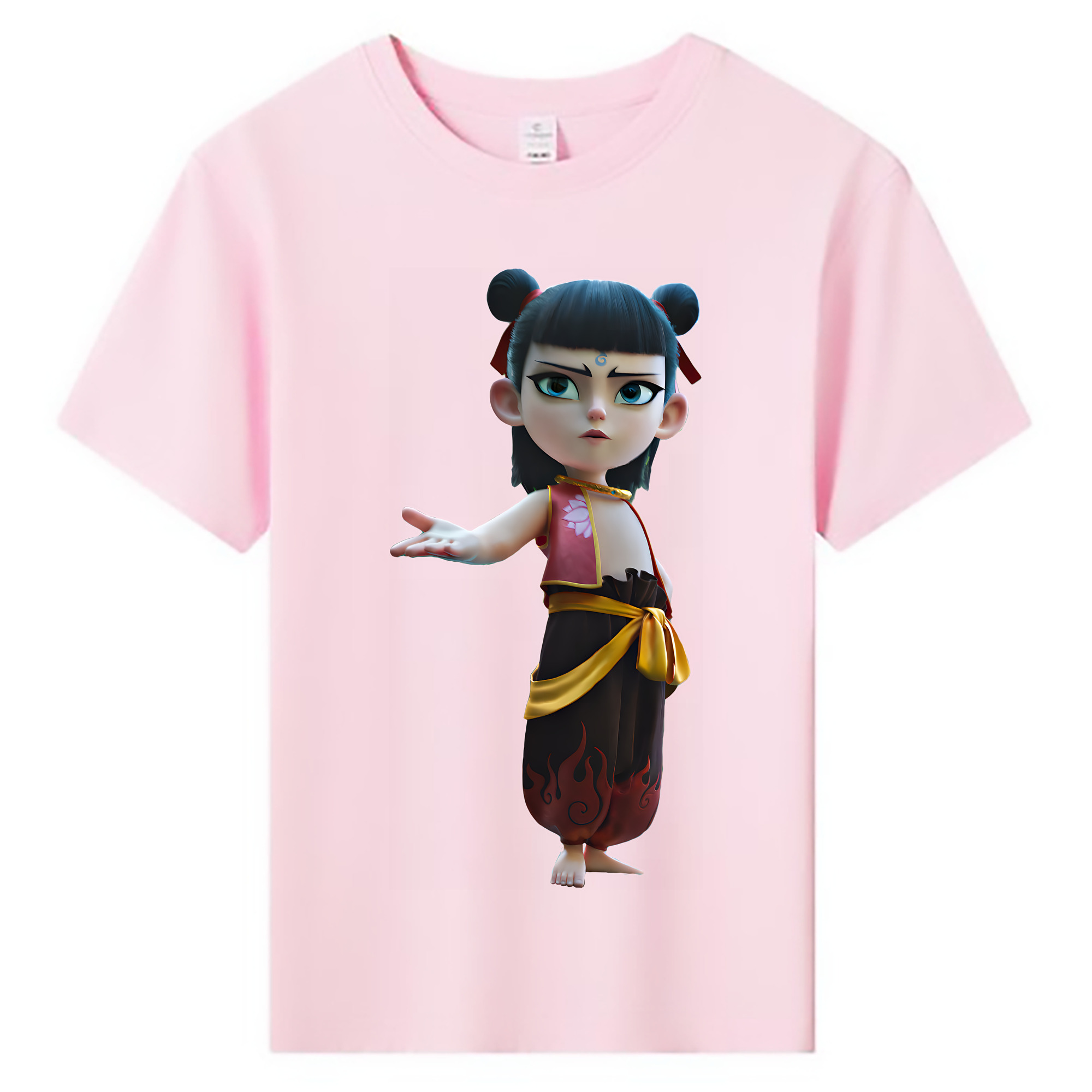 （画像用） Ne Zha 2 ナタ 魔童の大暴れ 綿100％キッズTシャツ（フロントプリント）