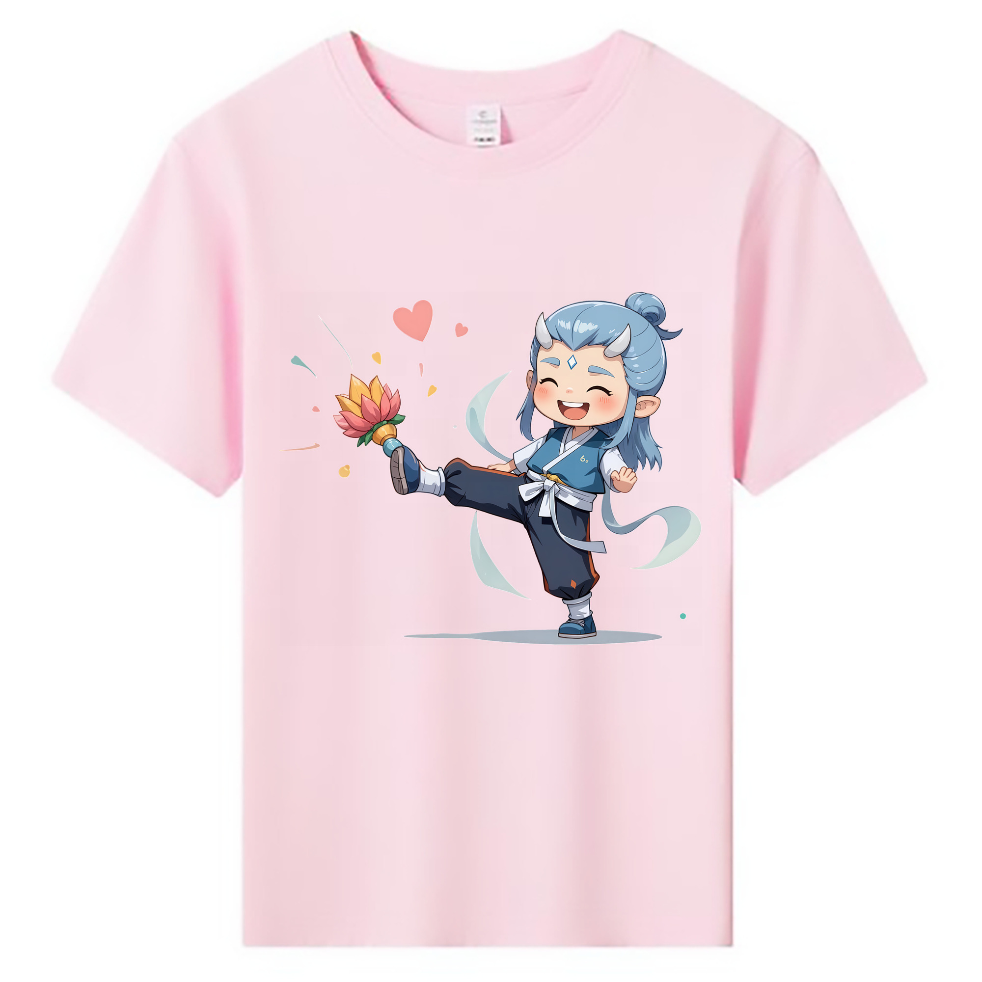 （画像用） Ne Zha 2 ナタ 魔童の大暴れ 綿100％キッズTシャツ（フロントプリント）