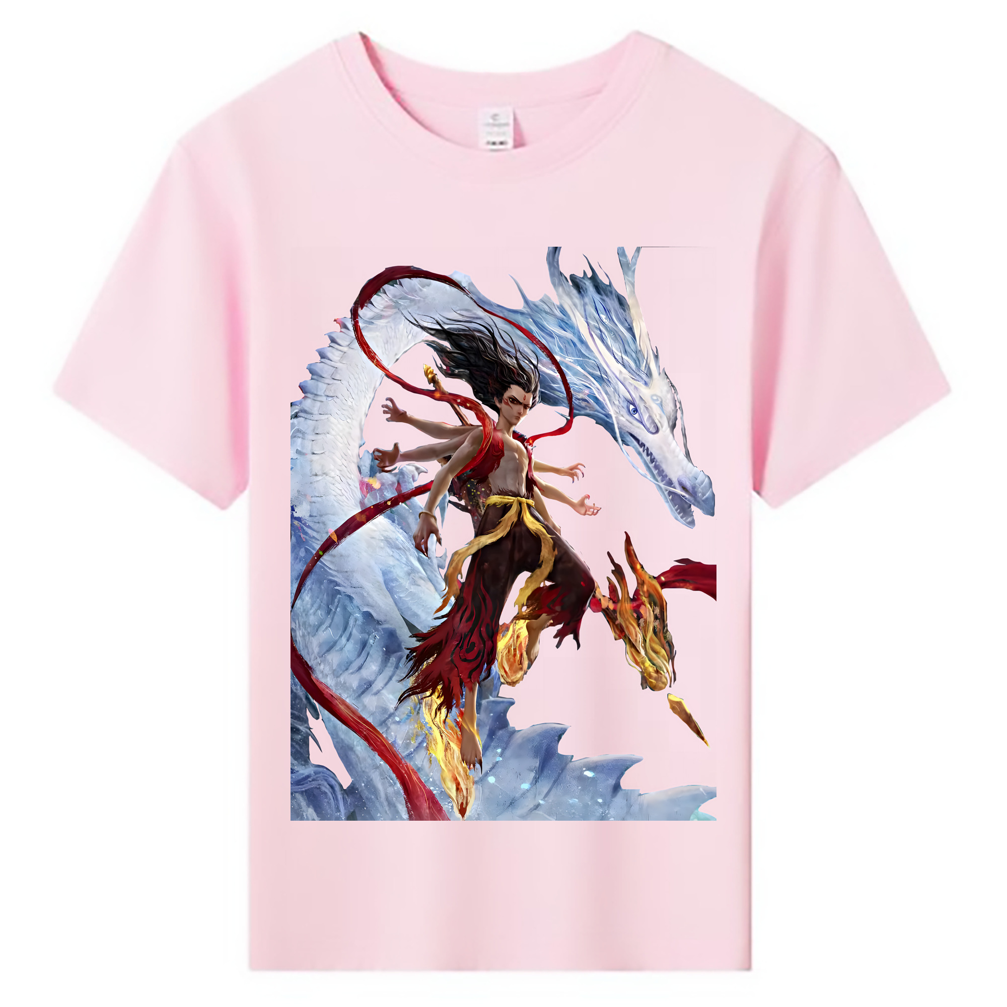 （画像用） Ne Zha 2 ナタ 魔童の大暴れ 綿100％キッズTシャツ（フロントプリント）