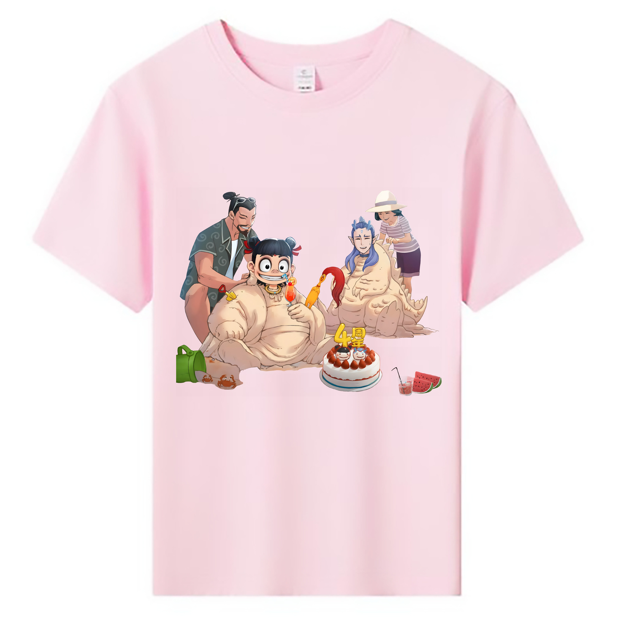 （画像用） Ne Zha 2 ナタ 魔童の大暴れ 綿100％キッズTシャツ（フロントプリント）