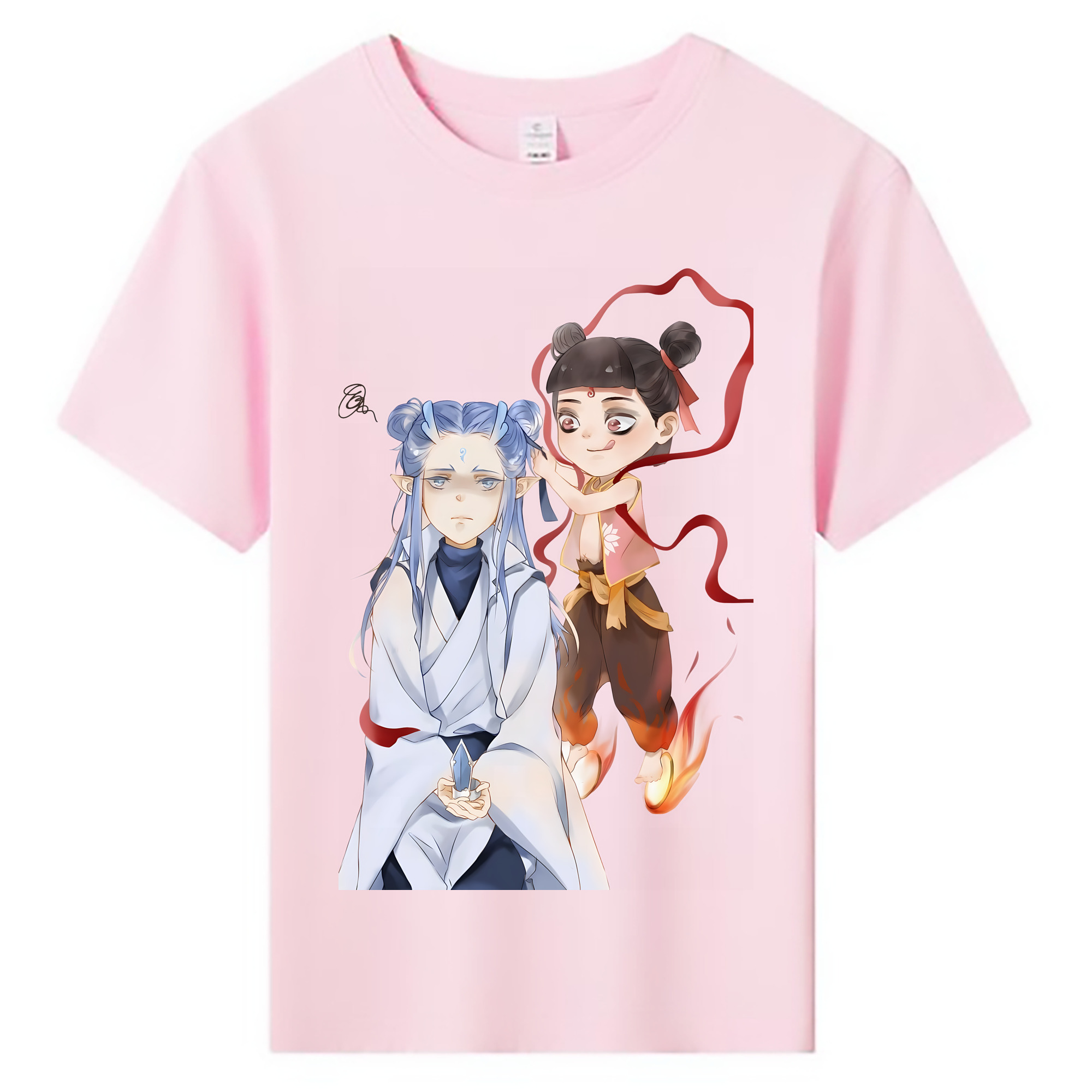 （画像用） Ne Zha 2 ナタ 魔童の大暴れ 綿100％キッズTシャツ（フロントプリント）