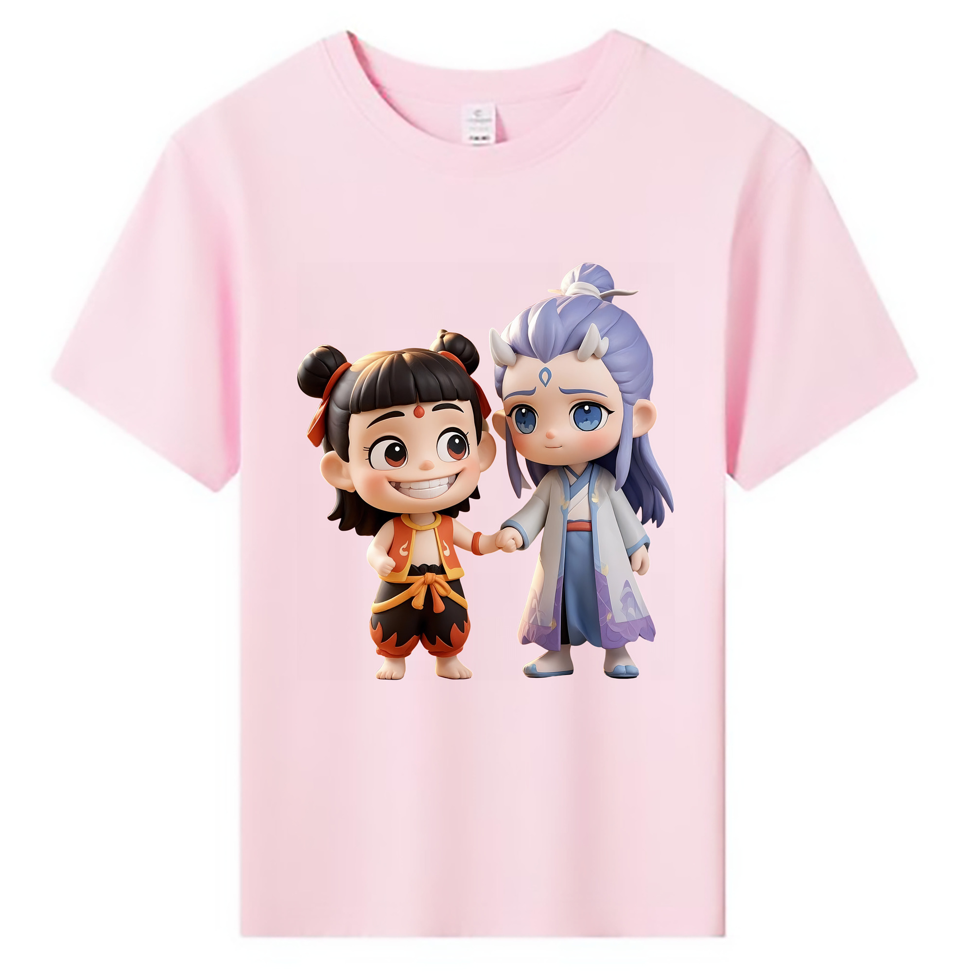 （画像用） Ne Zha 2 ナタ 魔童の大暴れ 綿100％キッズTシャツ（フロントプリント）