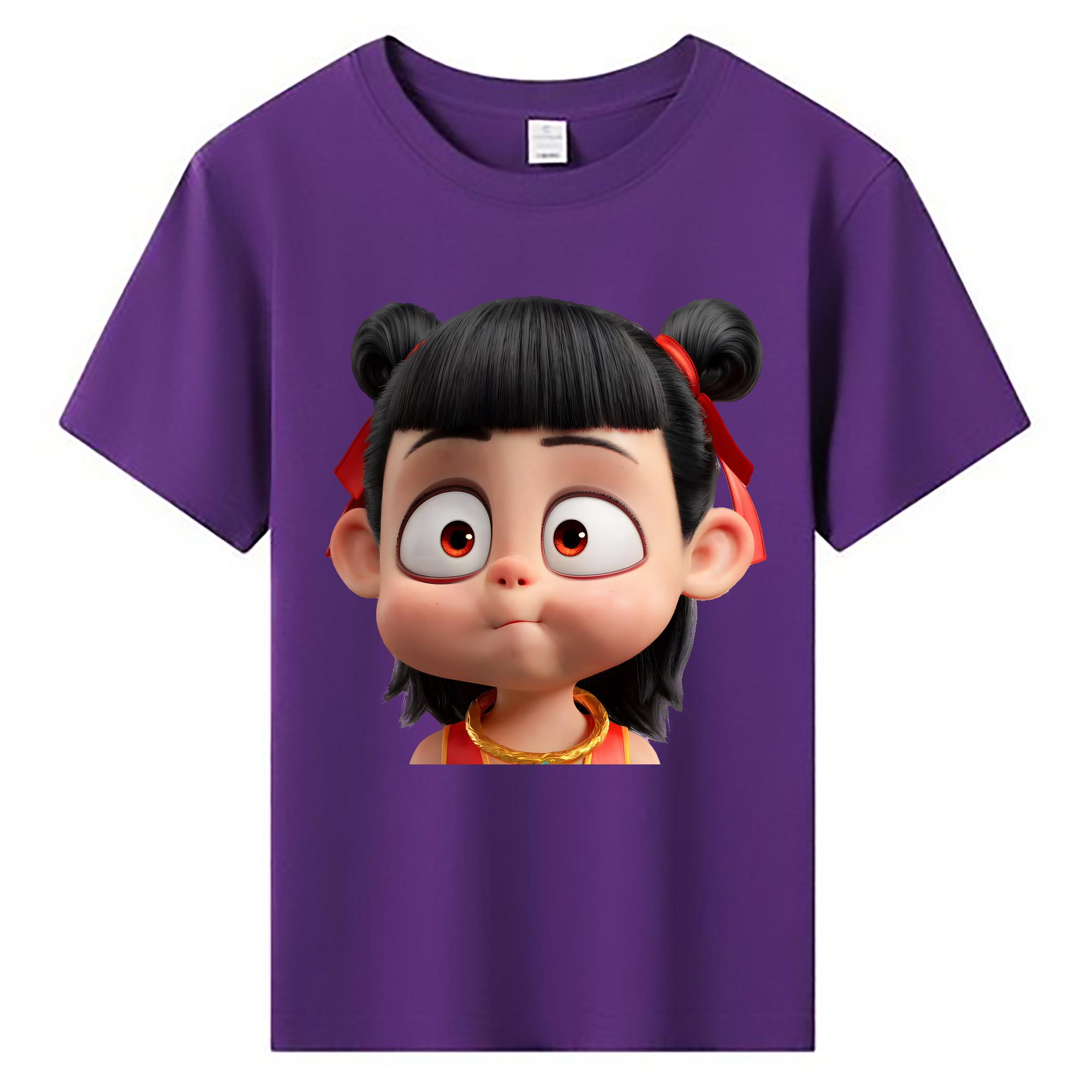 （画像用） Ne Zha 2 ナタ 魔童の大暴れ 綿100％キッズTシャツ（フロントプリント）