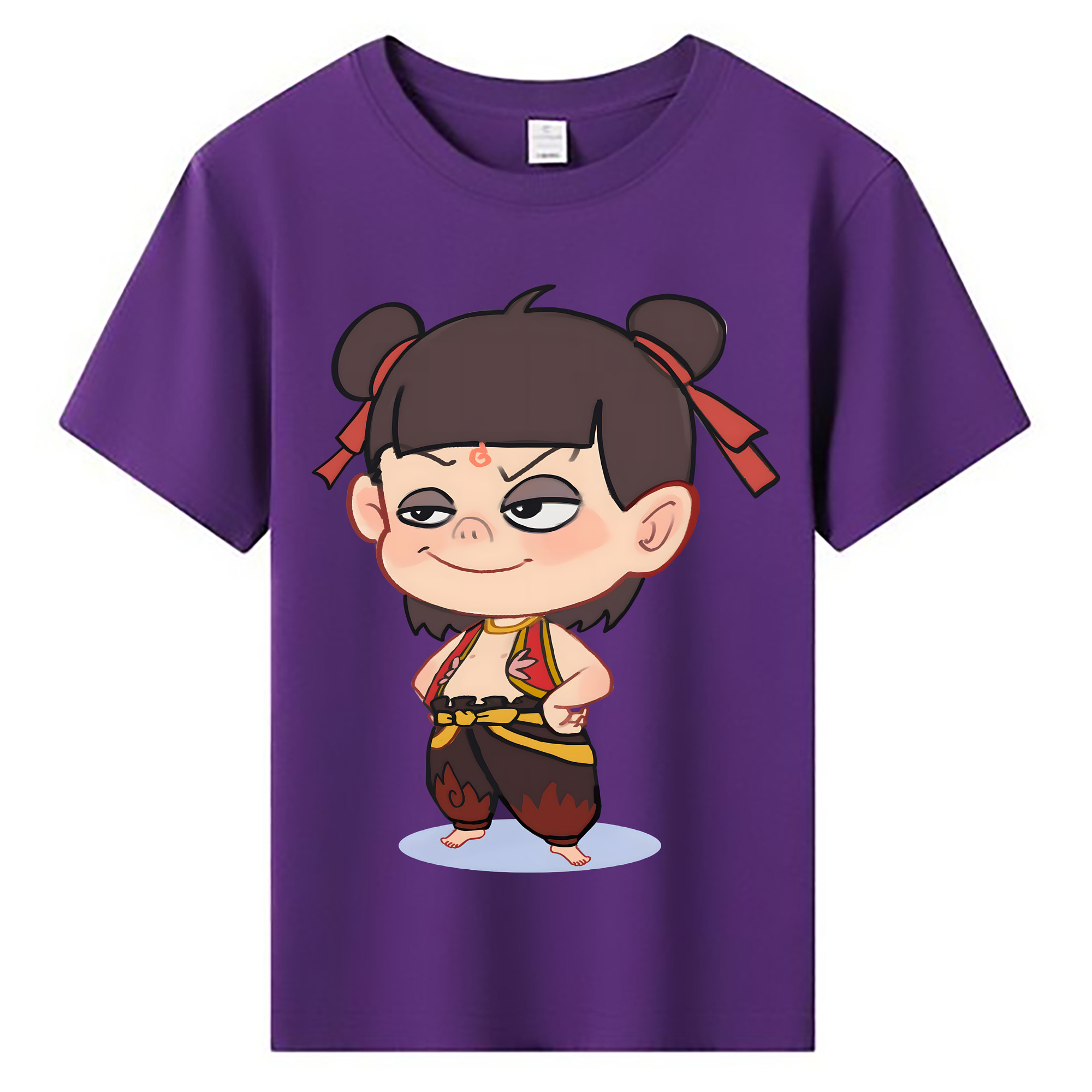 （画像用） Ne Zha 2 ナタ 魔童の大暴れ 綿100％キッズTシャツ（フロントプリント）