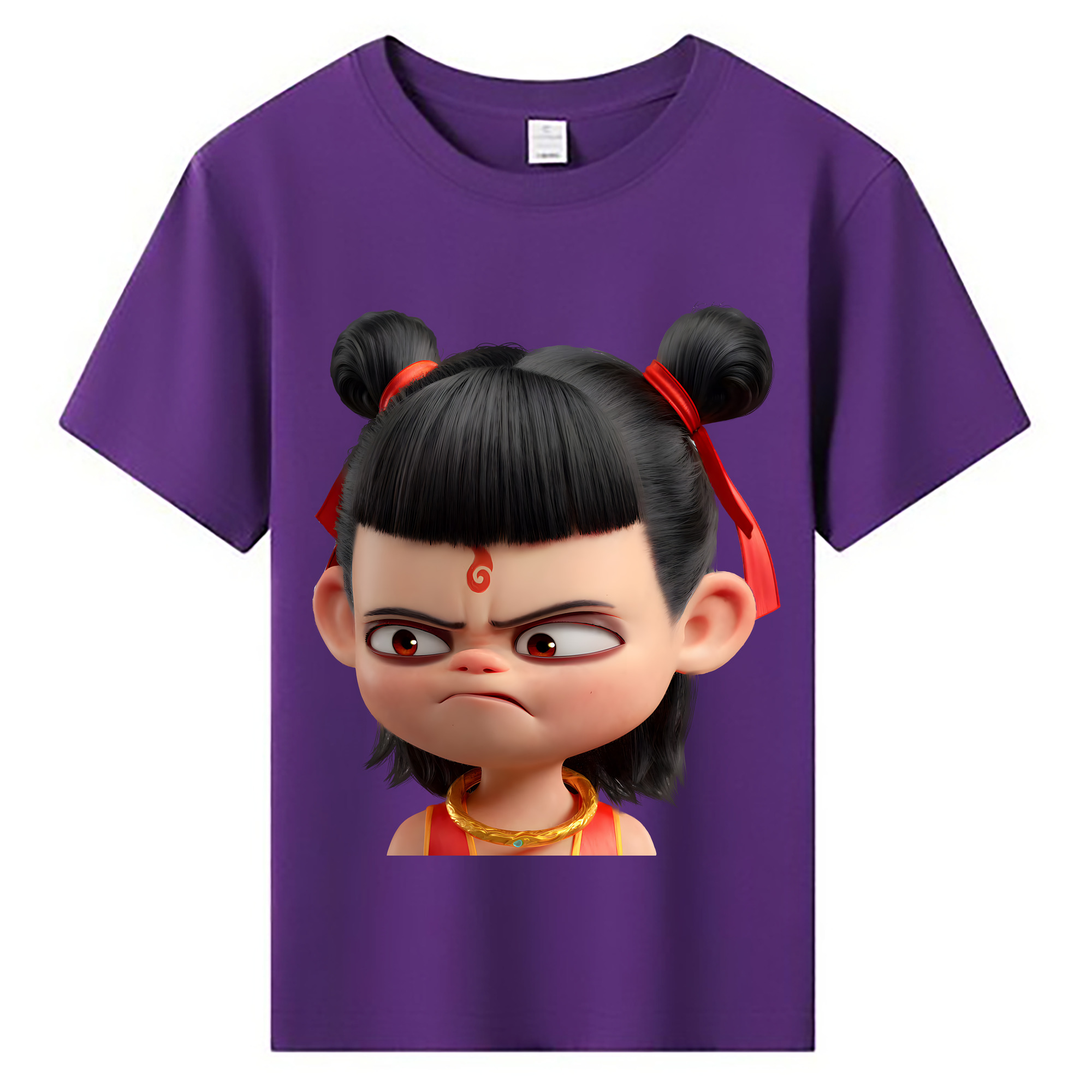 （画像用） Ne Zha 2 ナタ 魔童の大暴れ 綿100％キッズTシャツ（フロントプリント）