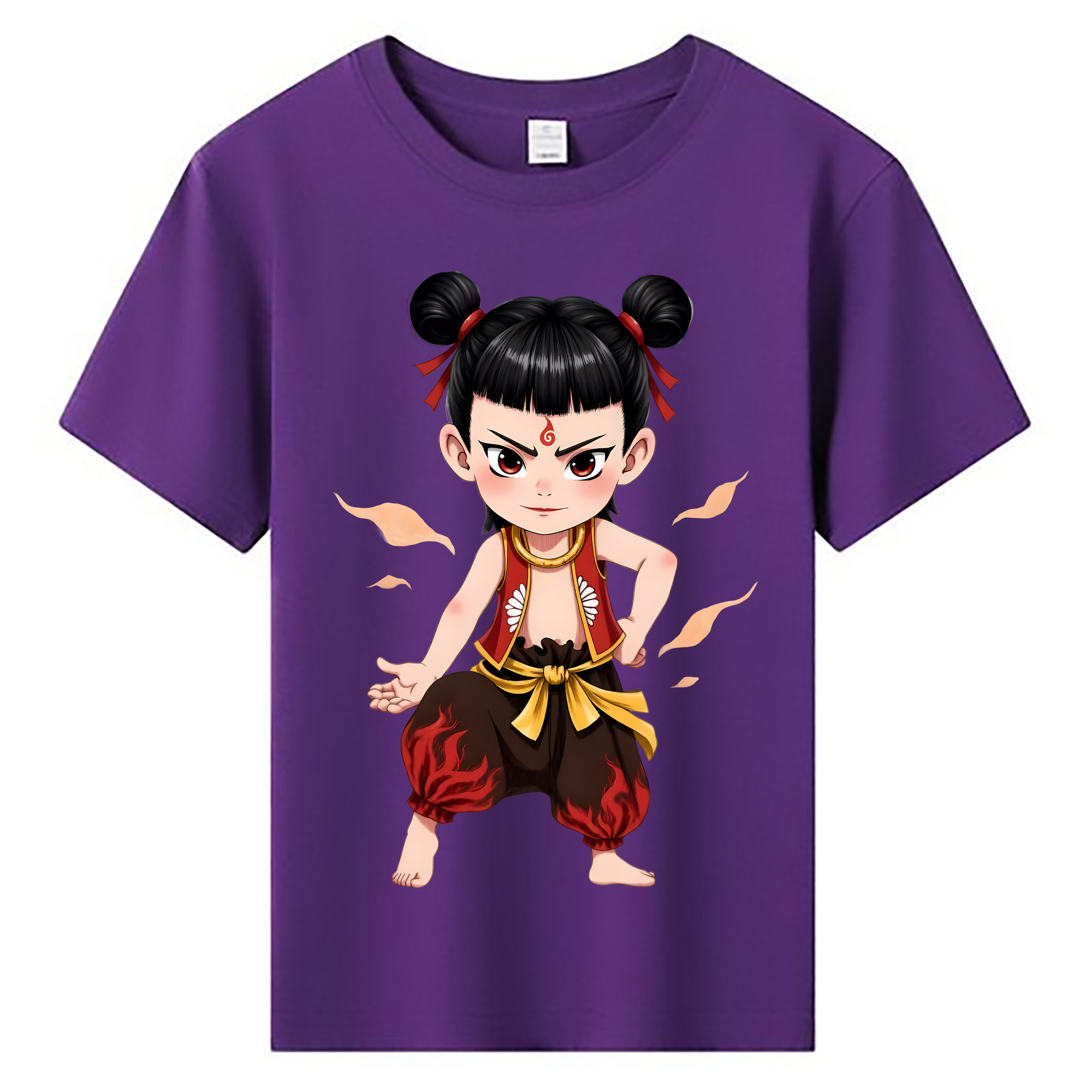 （画像用） Ne Zha 2 ナタ 魔童の大暴れ 綿100％キッズTシャツ（フロントプリント）