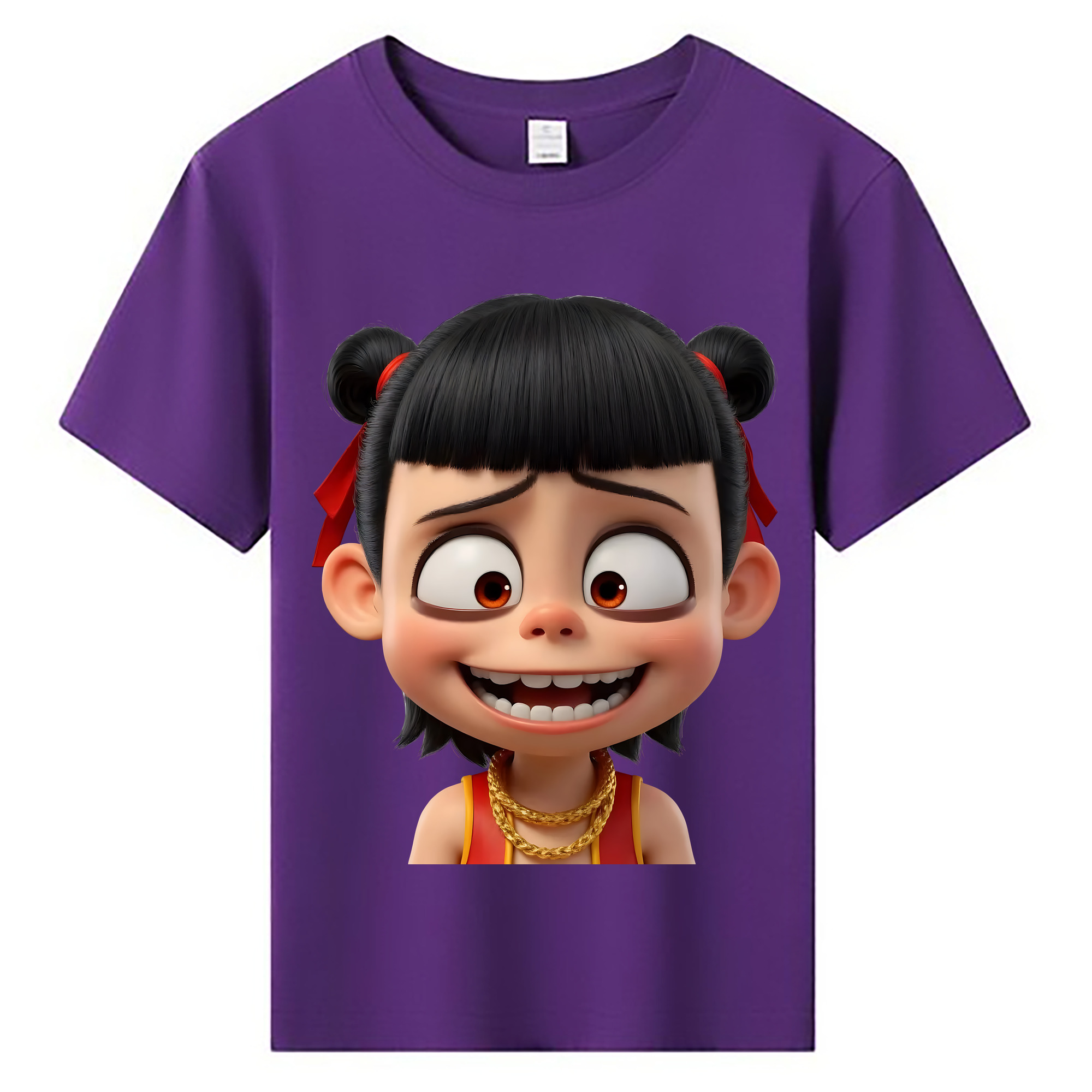 （画像用） Ne Zha 2 ナタ 魔童の大暴れ 綿100％キッズTシャツ（フロントプリント）