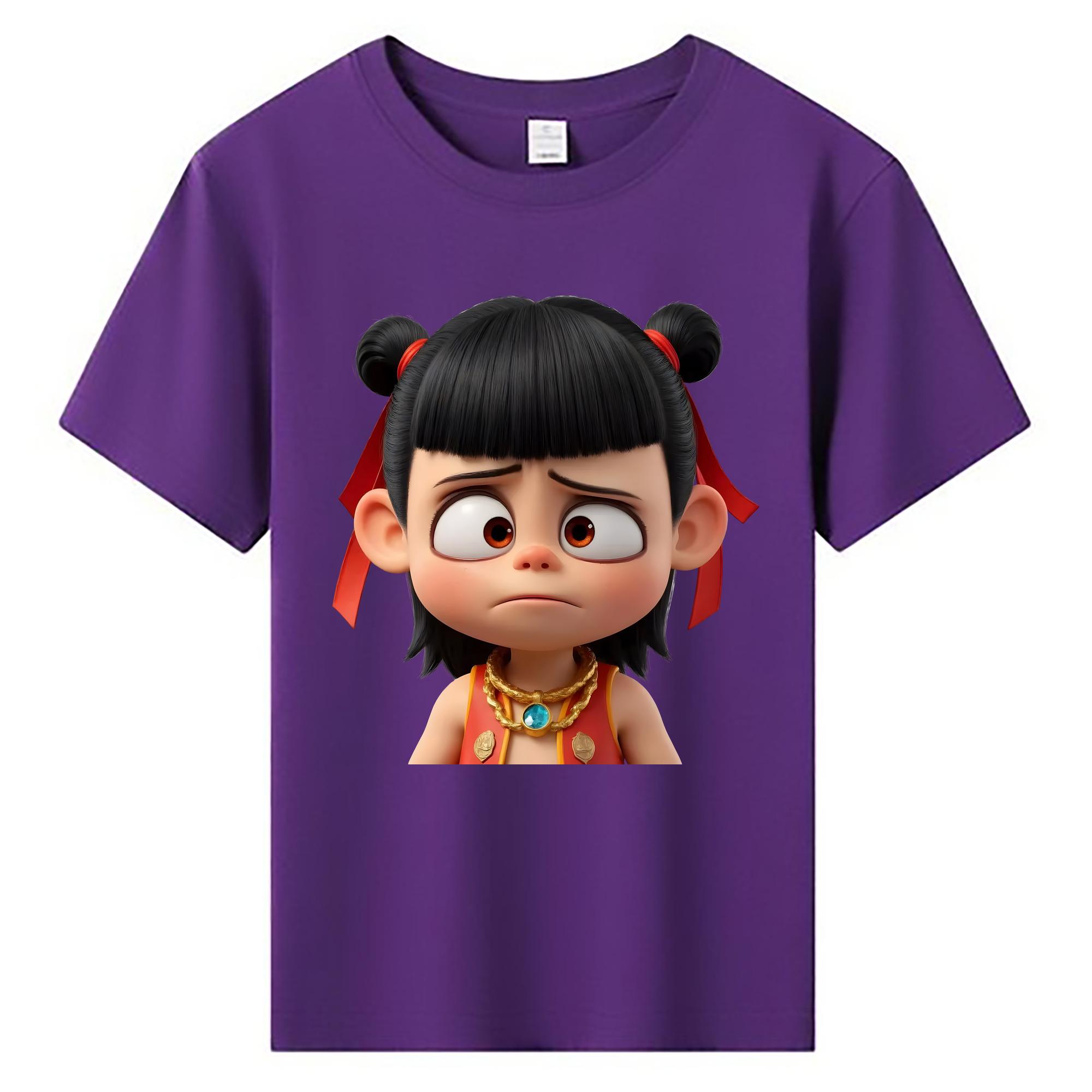 （画像用） Ne Zha 2 ナタ 魔童の大暴れ 綿100％キッズTシャツ（フロントプリント）