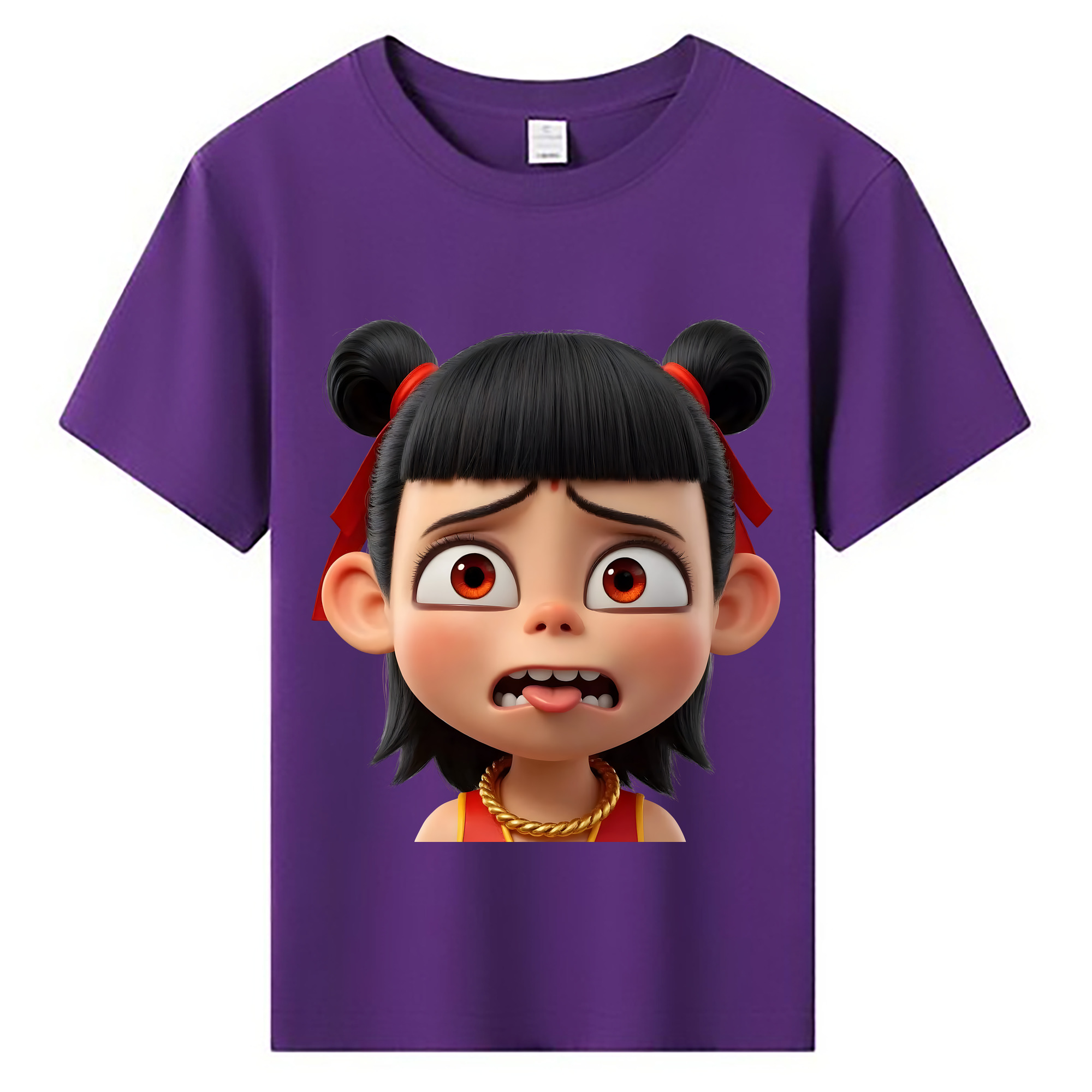 （画像用） Ne Zha 2 ナタ 魔童の大暴れ 綿100％キッズTシャツ（フロントプリント）