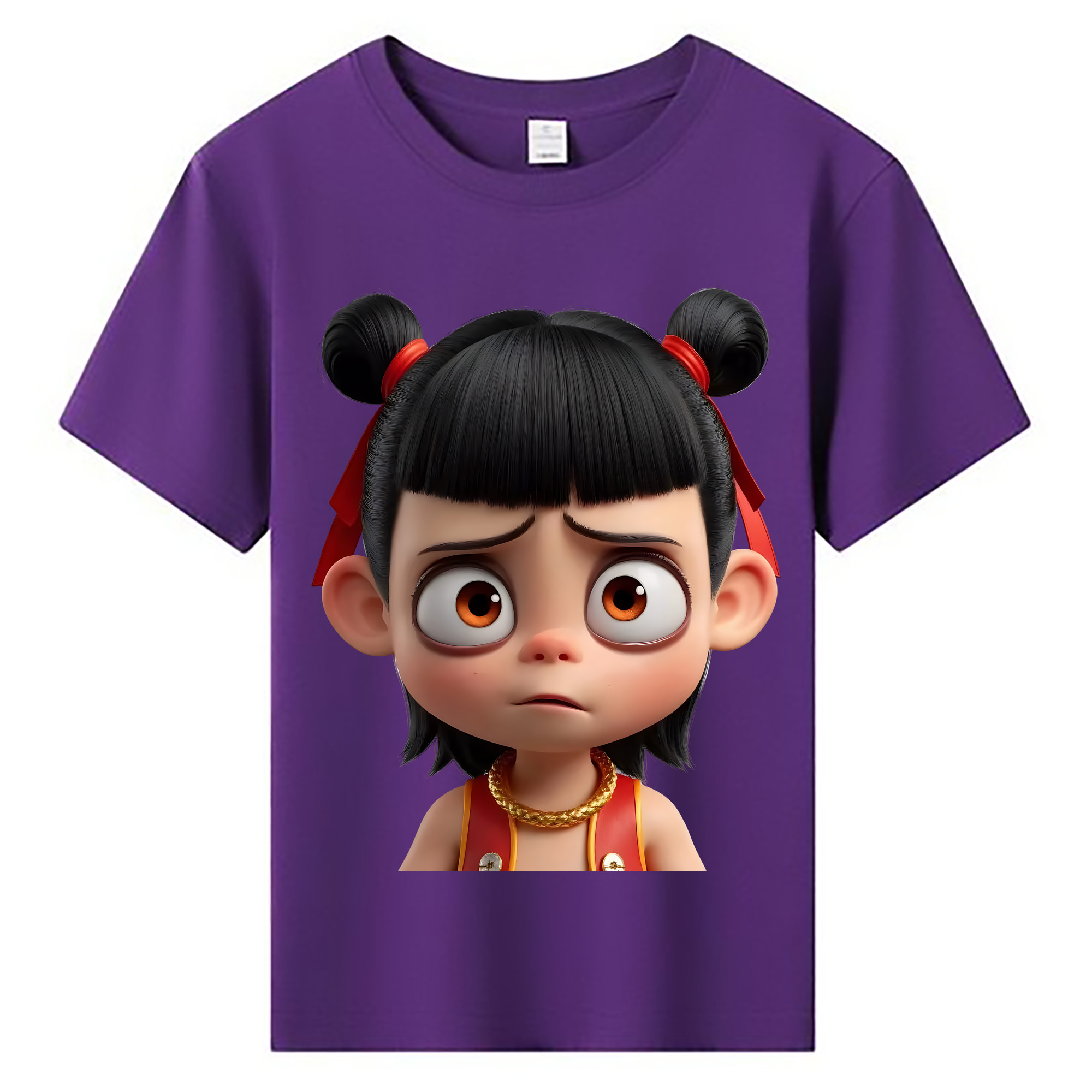 （画像用） Ne Zha 2 ナタ 魔童の大暴れ 綿100％キッズTシャツ（フロントプリント）