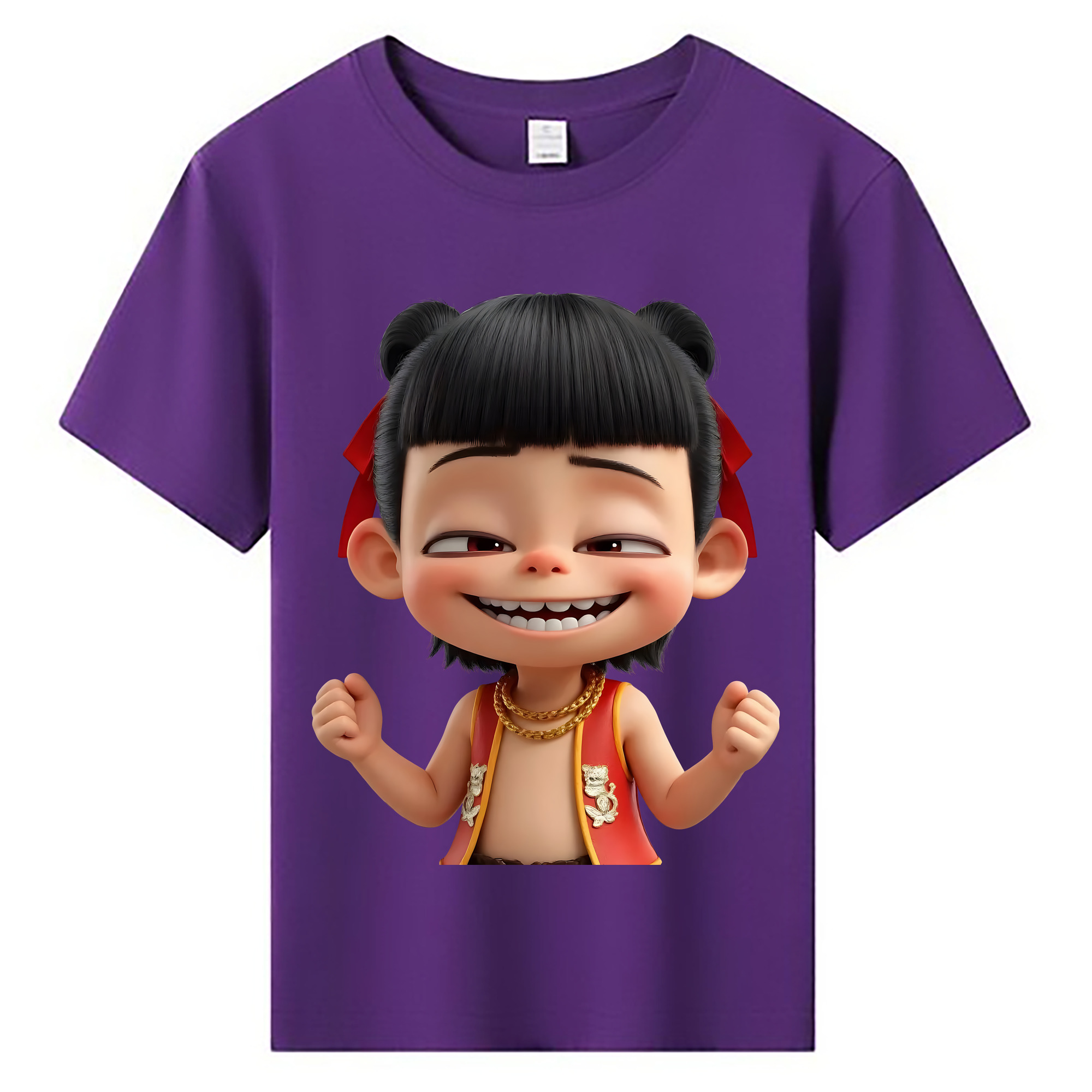 （画像用） Ne Zha 2 ナタ 魔童の大暴れ 綿100％キッズTシャツ（フロントプリント）