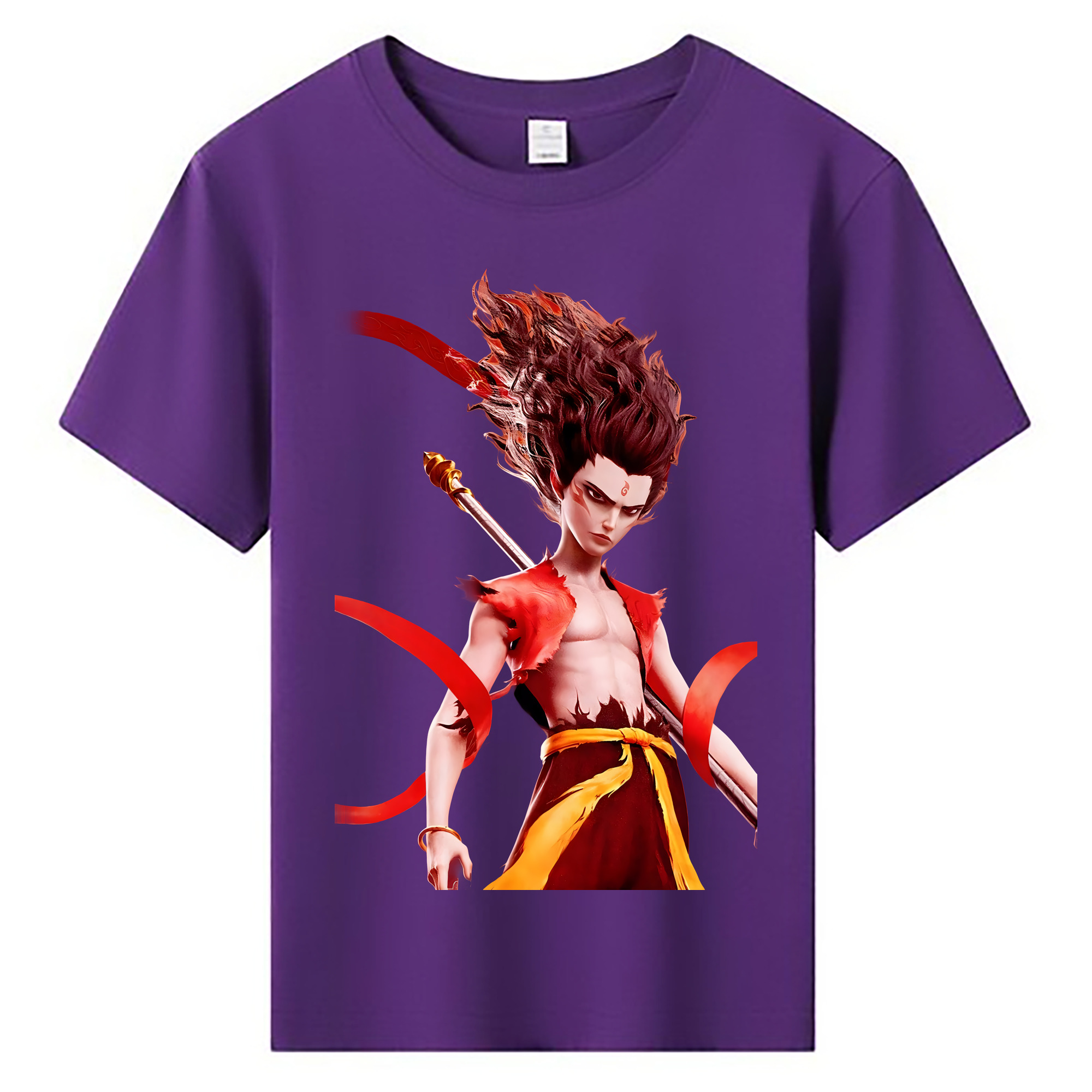 （画像用） Ne Zha 2 ナタ 魔童の大暴れ 綿100％キッズTシャツ（フロントプリント）