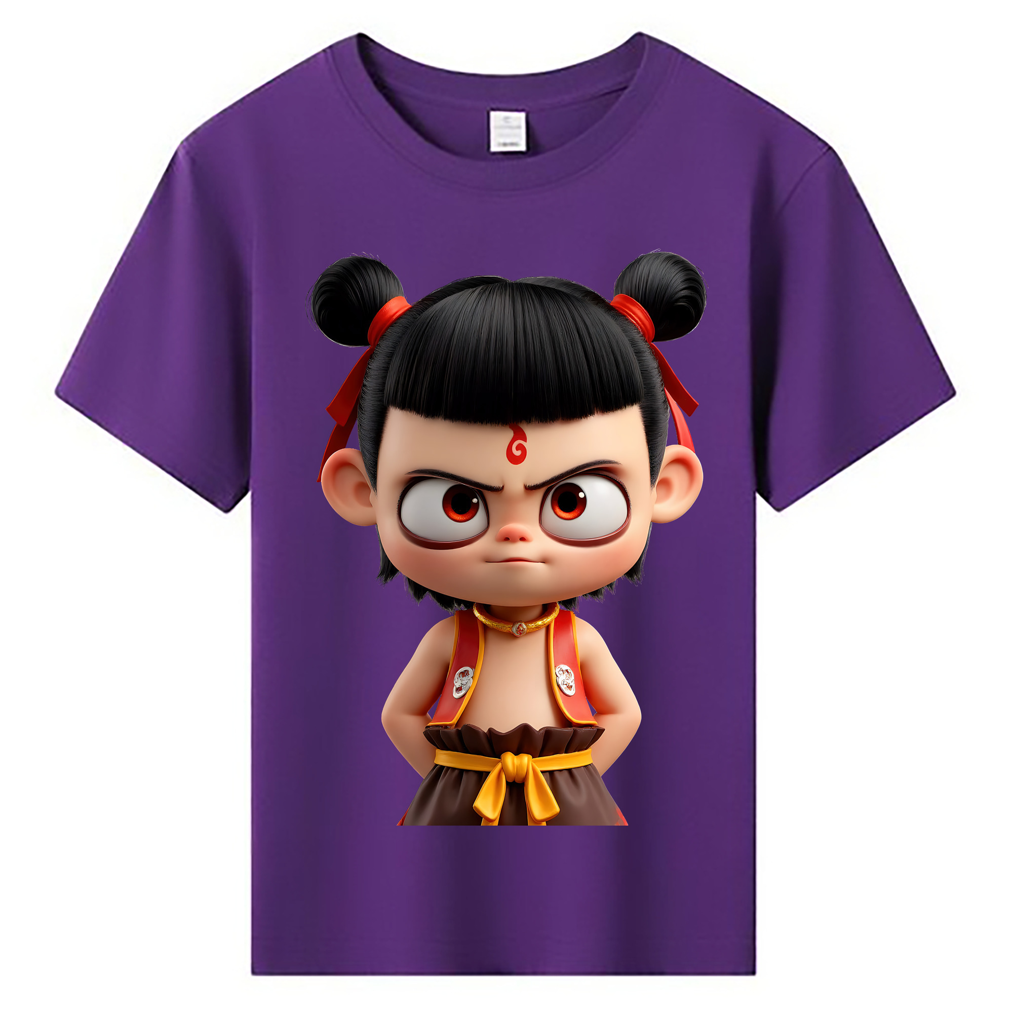 （画像用） Ne Zha 2 ナタ 魔童の大暴れ 綿100％キッズTシャツ（フロントプリント）