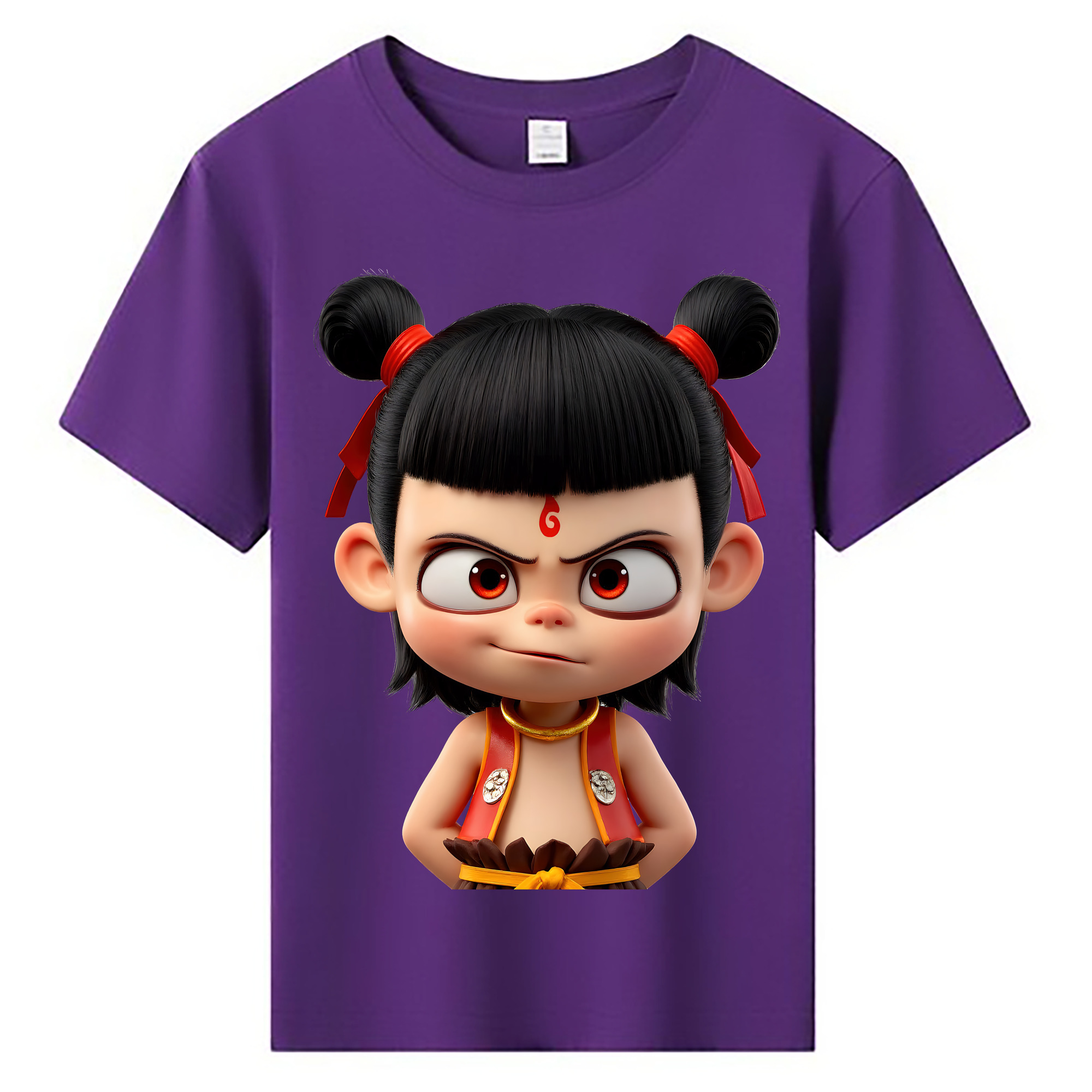 （画像用） Ne Zha 2 ナタ 魔童の大暴れ 綿100％キッズTシャツ（フロントプリント）