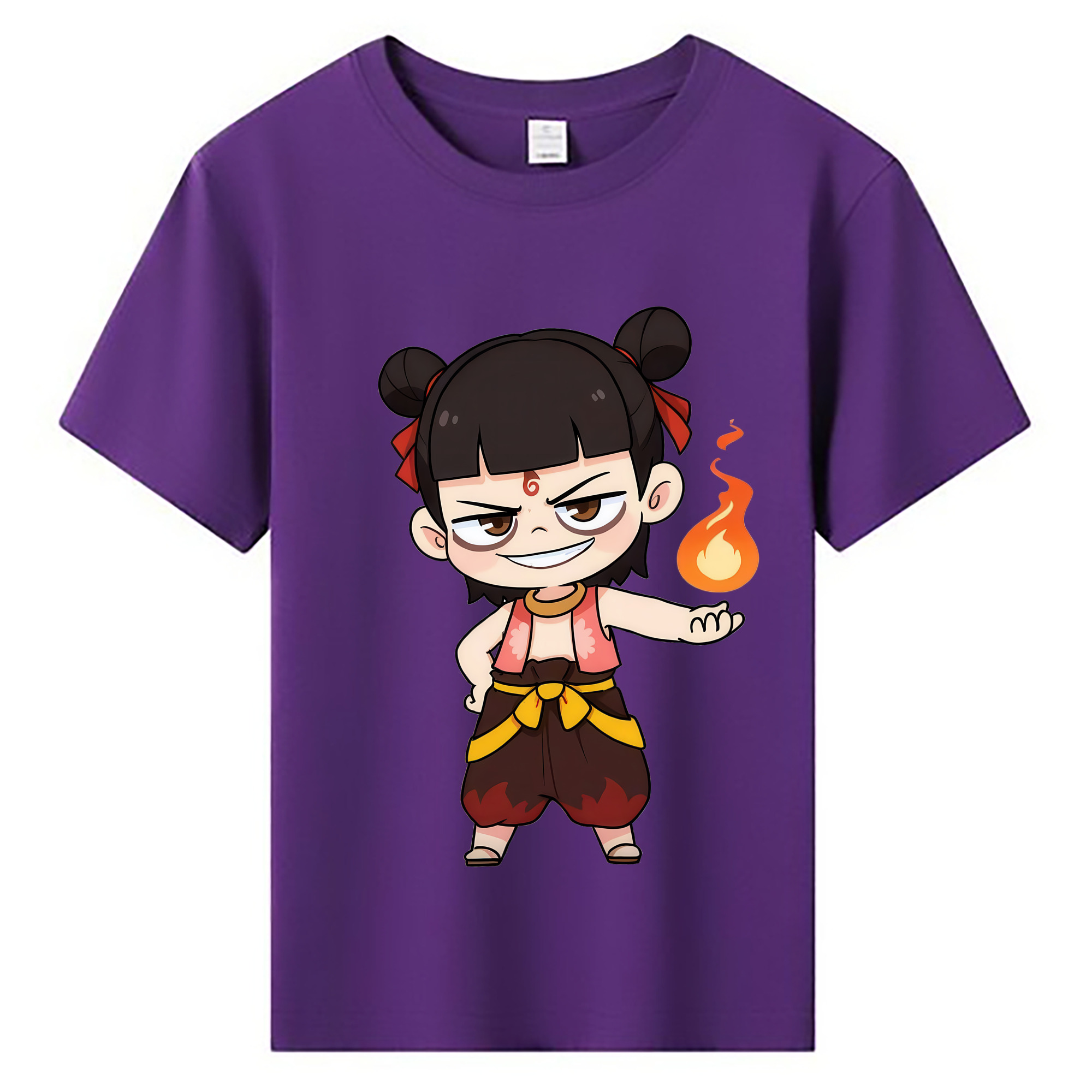 （画像用） Ne Zha 2 ナタ 魔童の大暴れ 綿100％キッズTシャツ（フロントプリント）