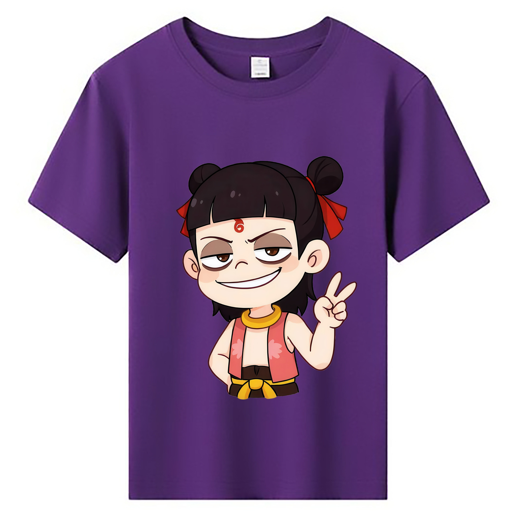 （画像用） Ne Zha 2 ナタ 魔童の大暴れ 綿100％キッズTシャツ（フロントプリント）