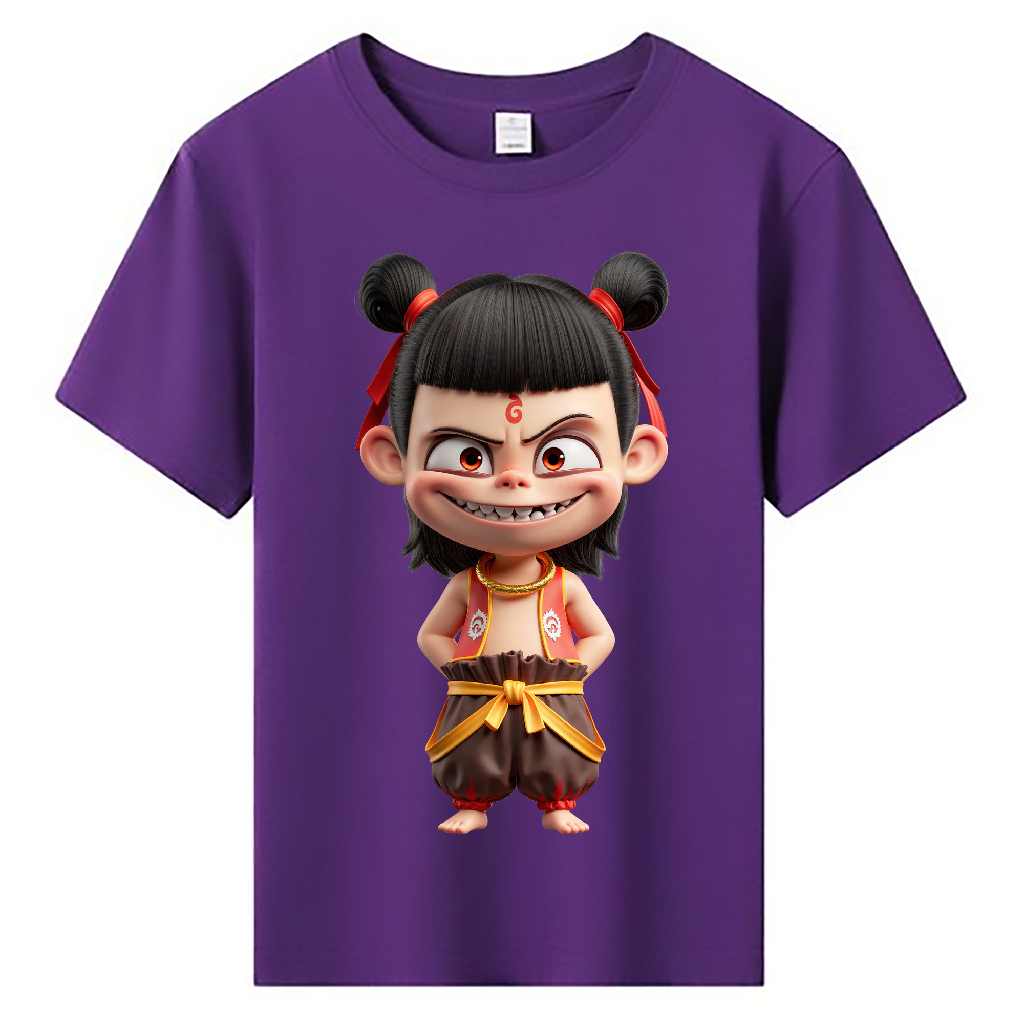 （画像用） Ne Zha 2 ナタ 魔童の大暴れ 綿100％キッズTシャツ（フロントプリント）