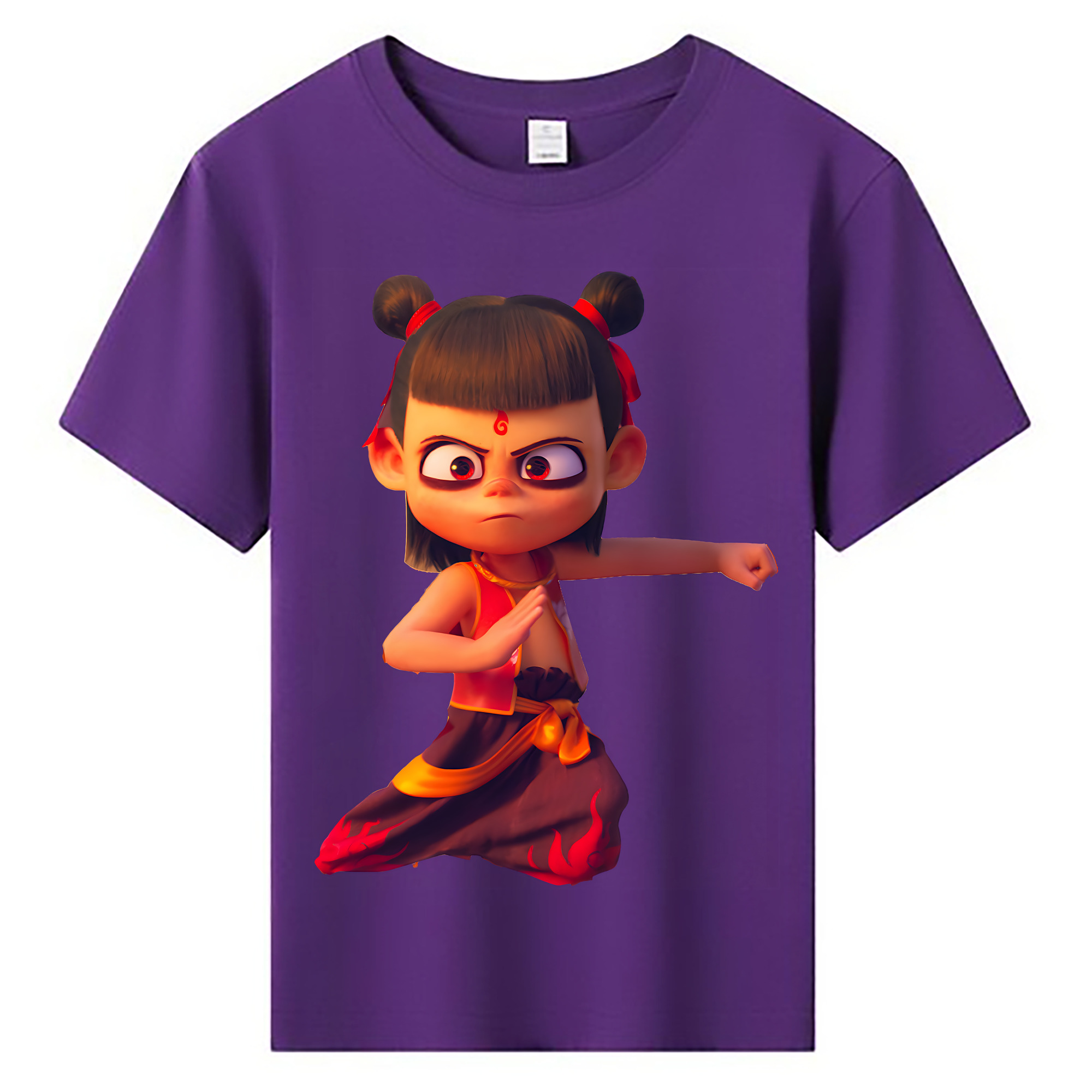 （画像用） Ne Zha 2 ナタ 魔童の大暴れ 綿100％キッズTシャツ（フロントプリント）