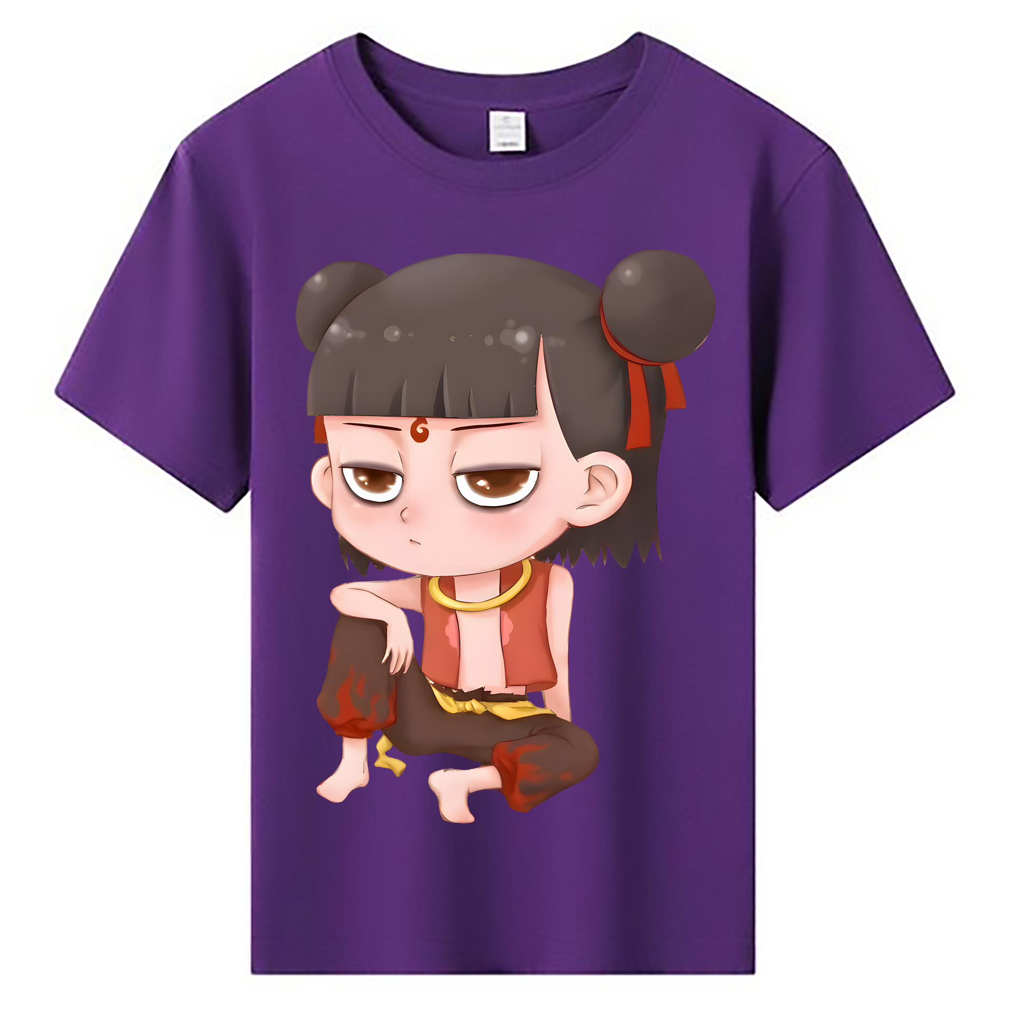 （画像用） Ne Zha 2 ナタ 魔童の大暴れ 綿100％キッズTシャツ（フロントプリント）