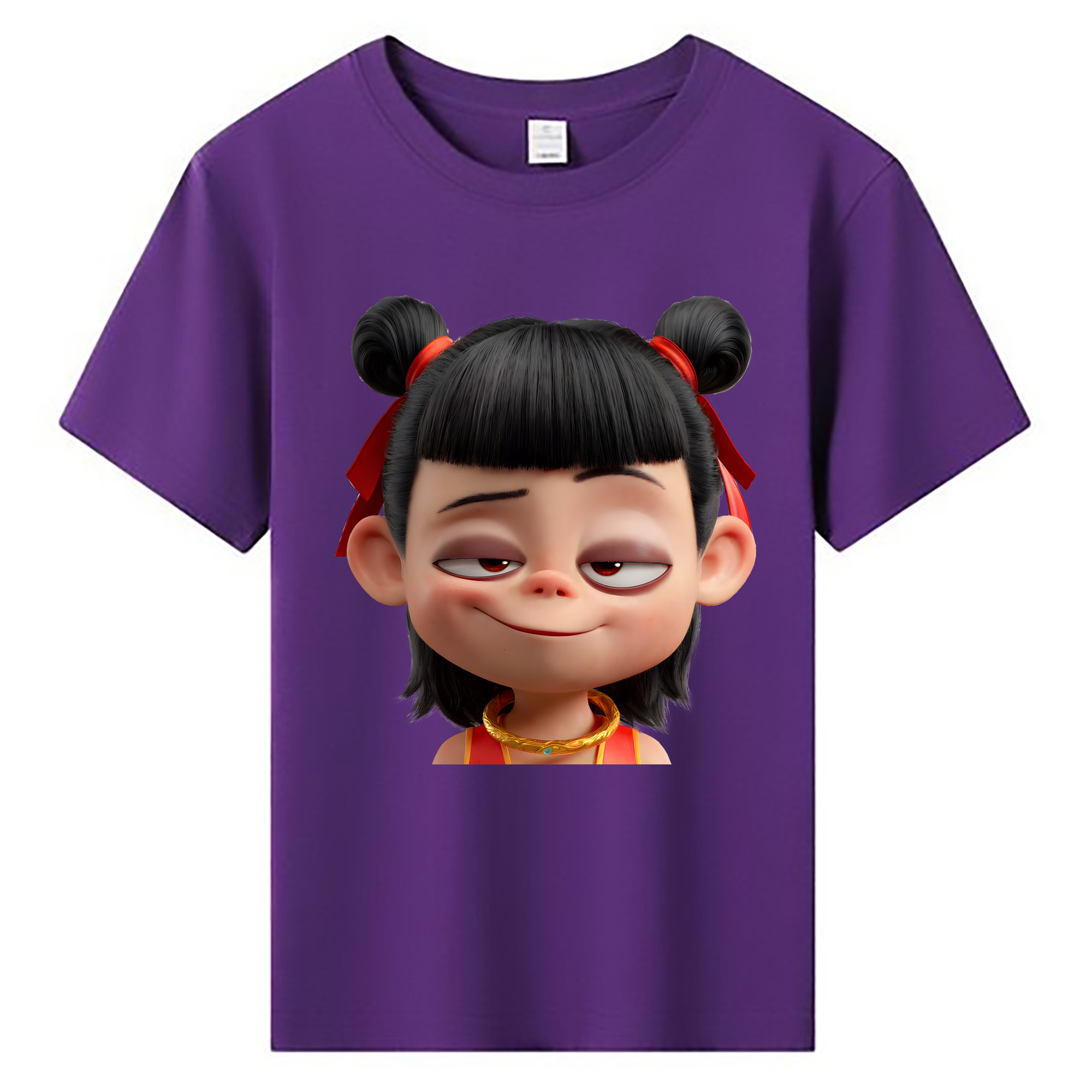 （画像用） Ne Zha 2 ナタ 魔童の大暴れ 綿100％キッズTシャツ（フロントプリント）