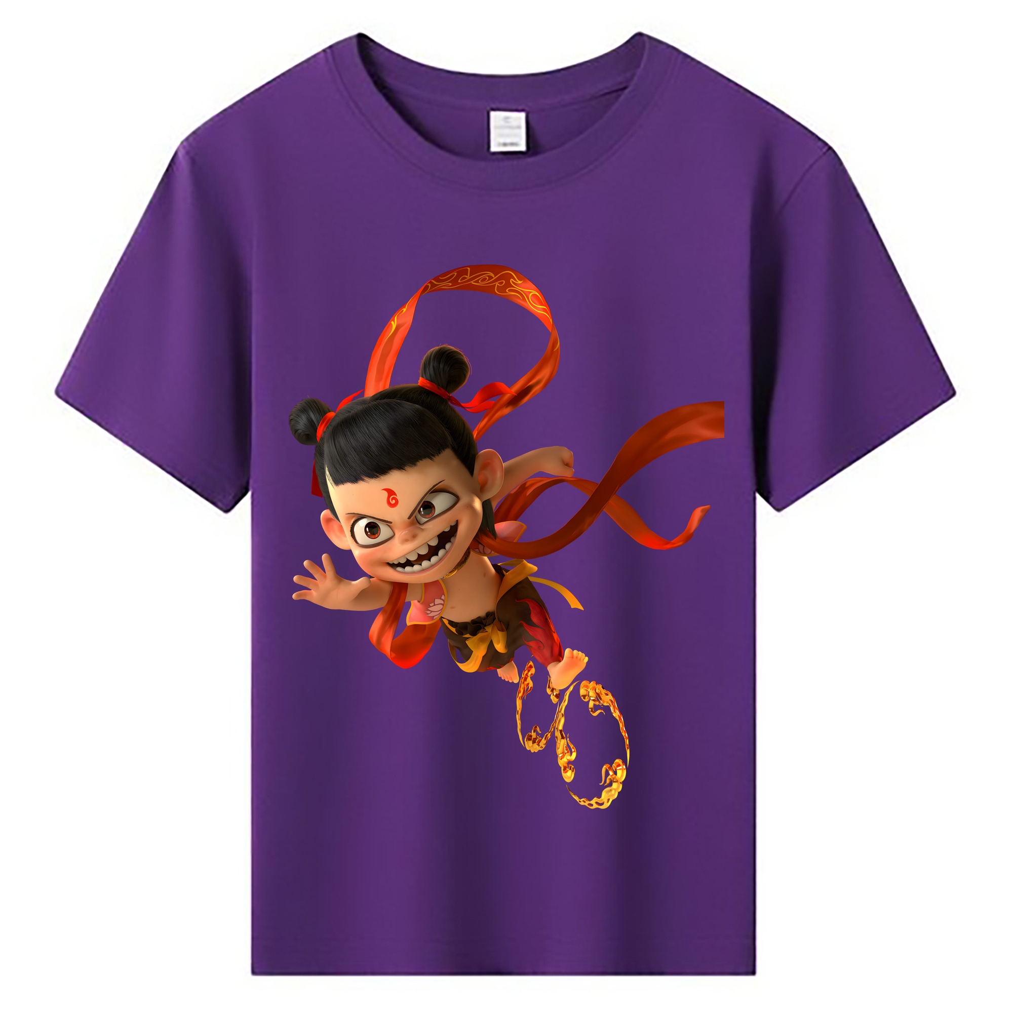 （画像用） Ne Zha 2 ナタ 魔童の大暴れ 綿100％キッズTシャツ（フロントプリント）