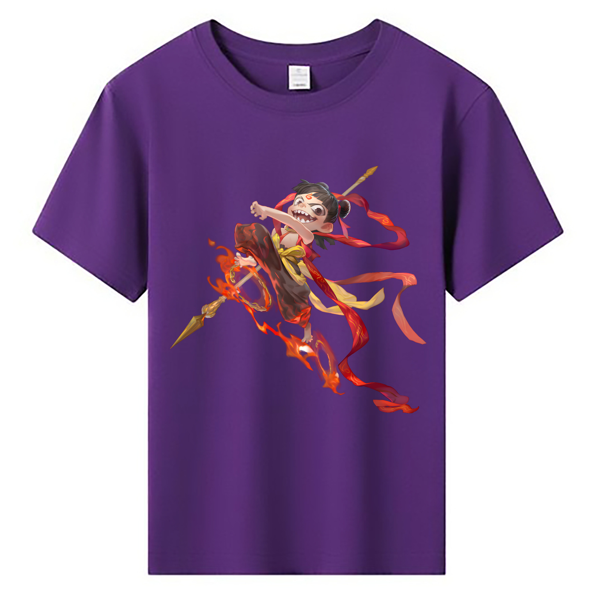 （画像用） Ne Zha 2 ナタ 魔童の大暴れ 綿100％キッズTシャツ（フロントプリント）
